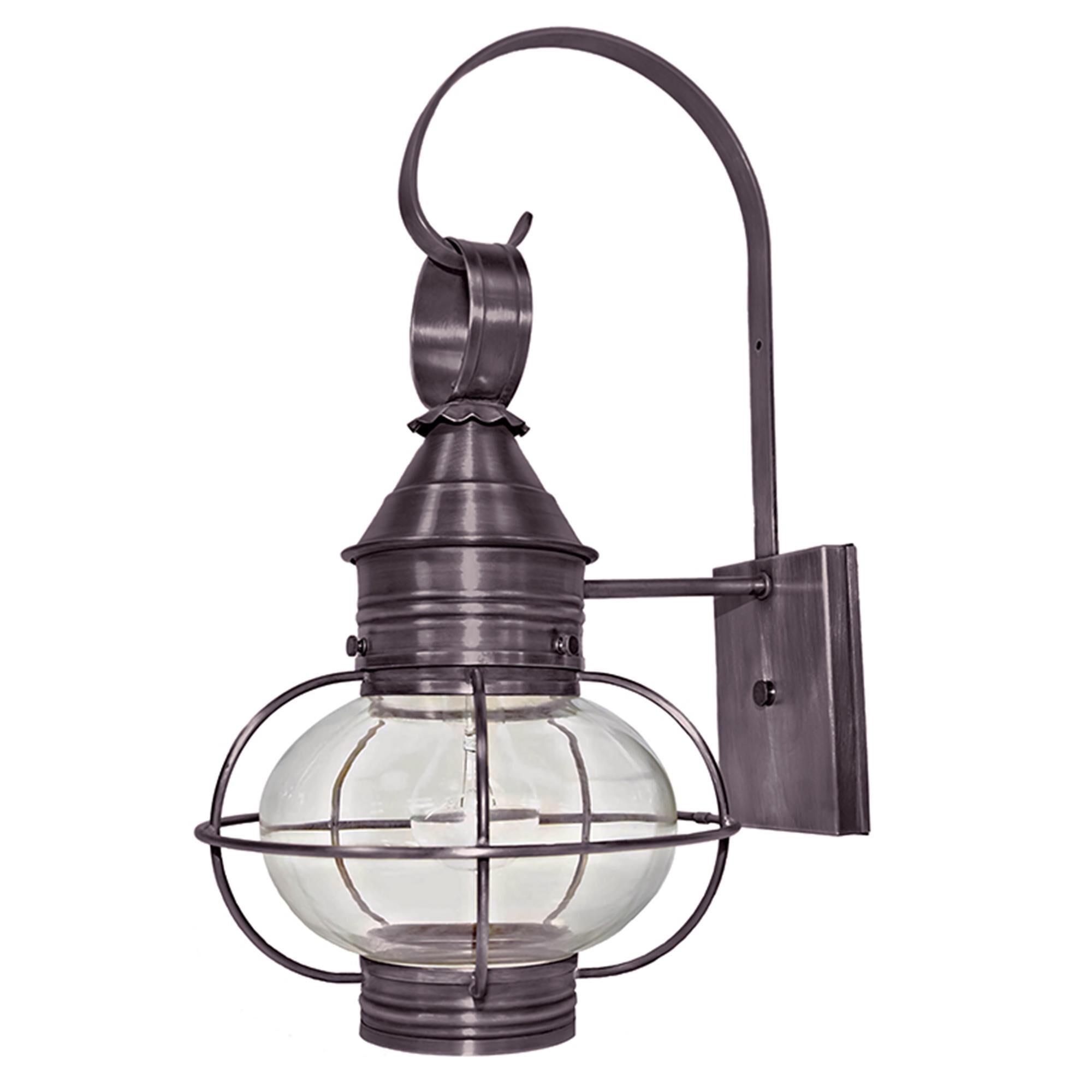 Shown in Dark Brass finish and Clear glass