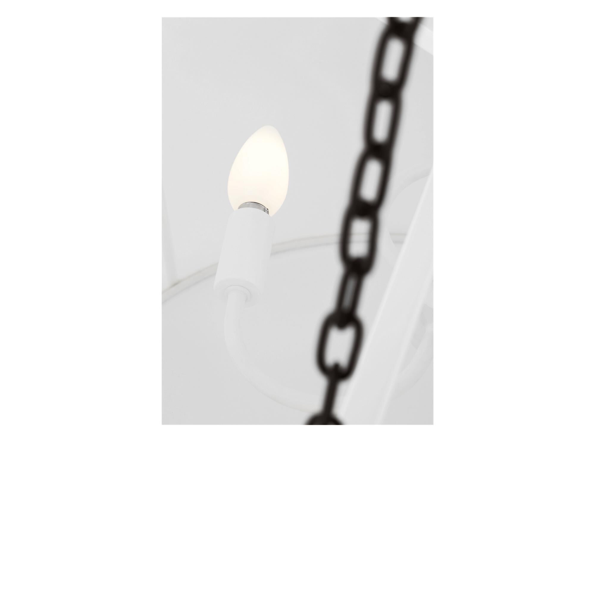 Shown in Aged Iron finish and White Linen Fabric shade