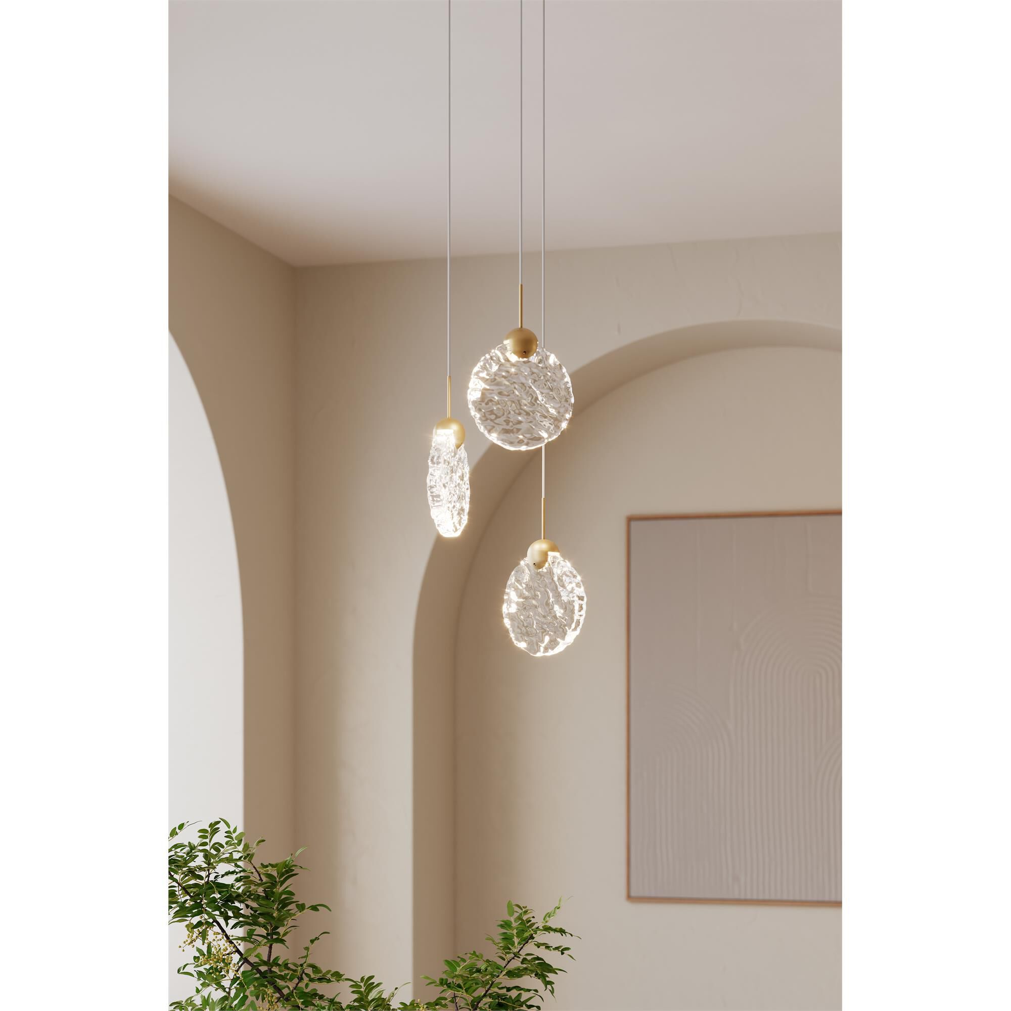 Shown in Legacy Brass finish and Clear Textured glass