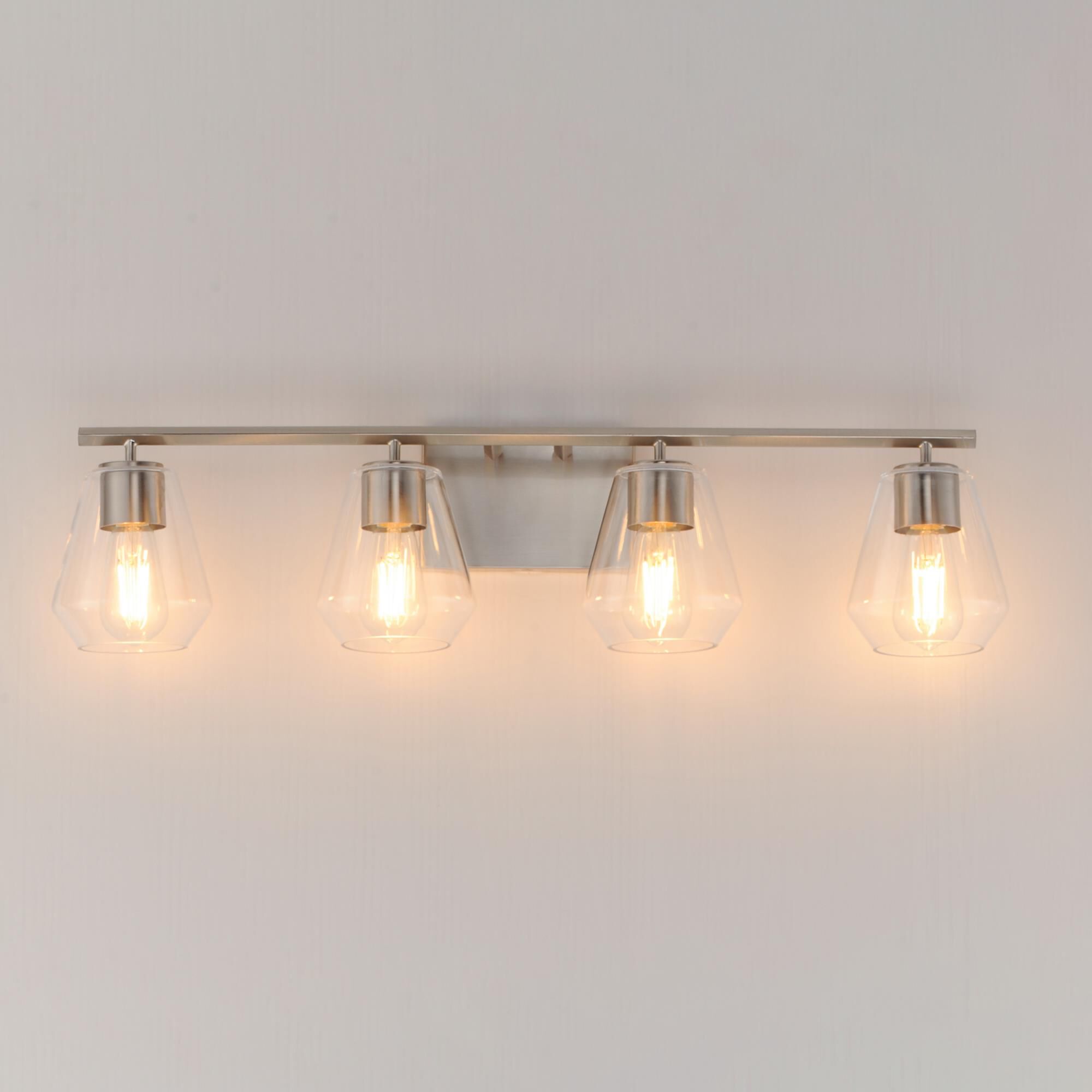 Shown in Satin Nickel finish and Clear glass