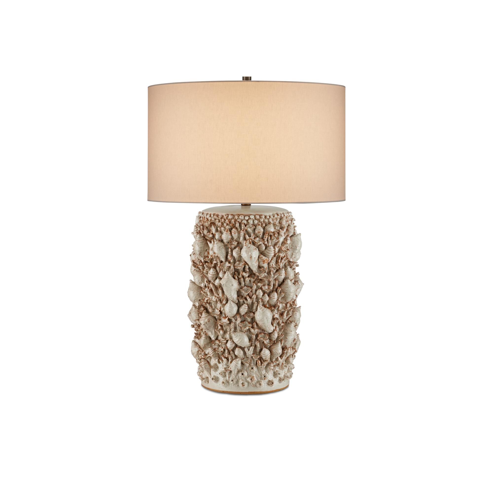 Shown in Milky White finish and Off-White Linen shade