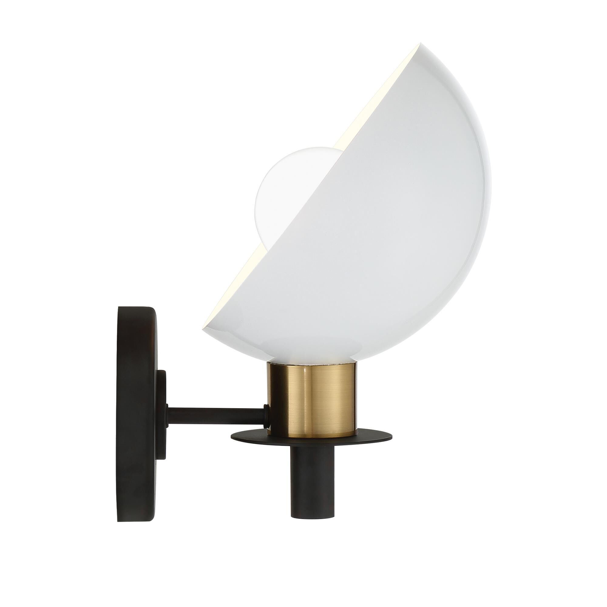 Shown in Matte Black and Aged Brass finish and Metal shade