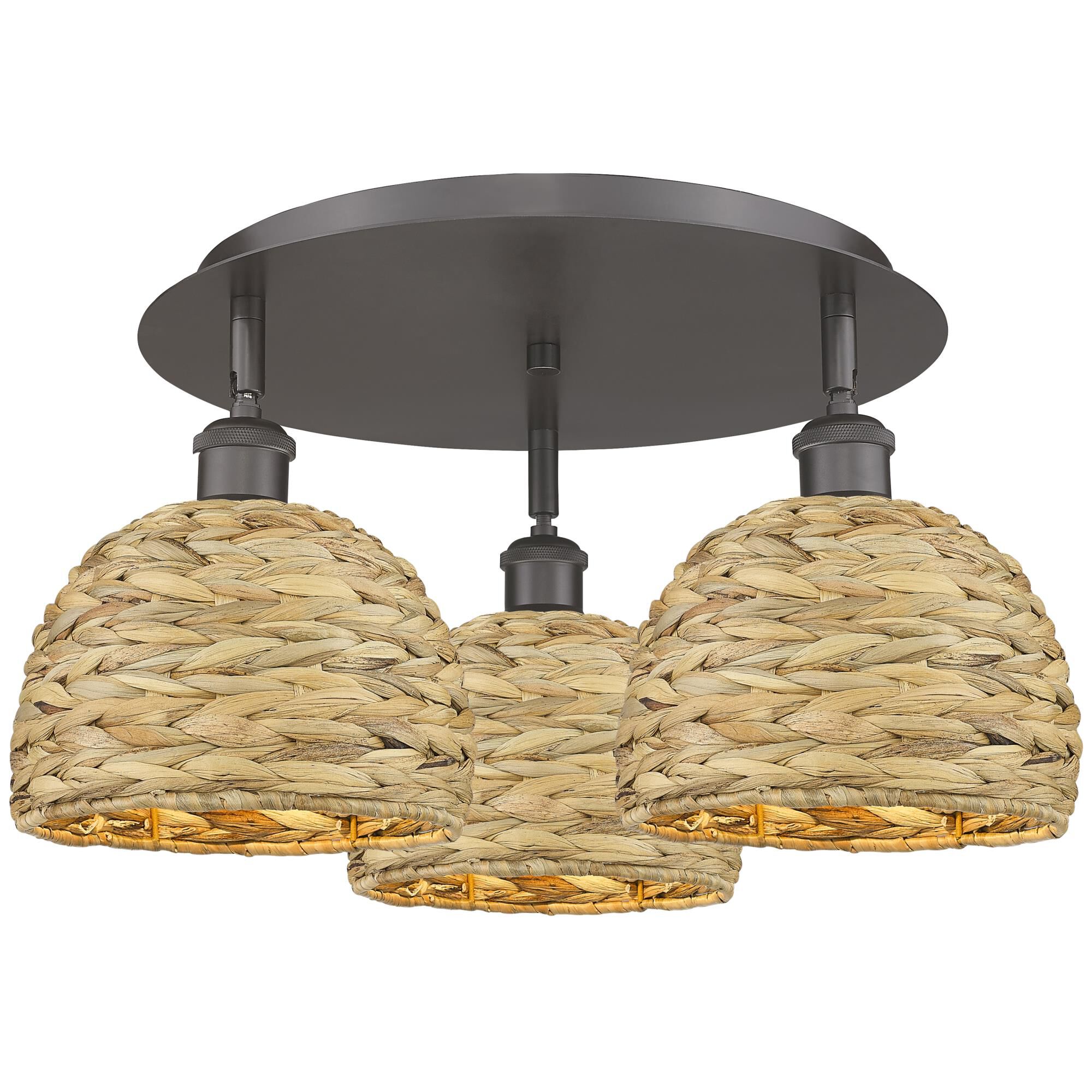 Bruno Marashlian Woven Rattan 20 Inch Flush Mount by Innovations Lighting