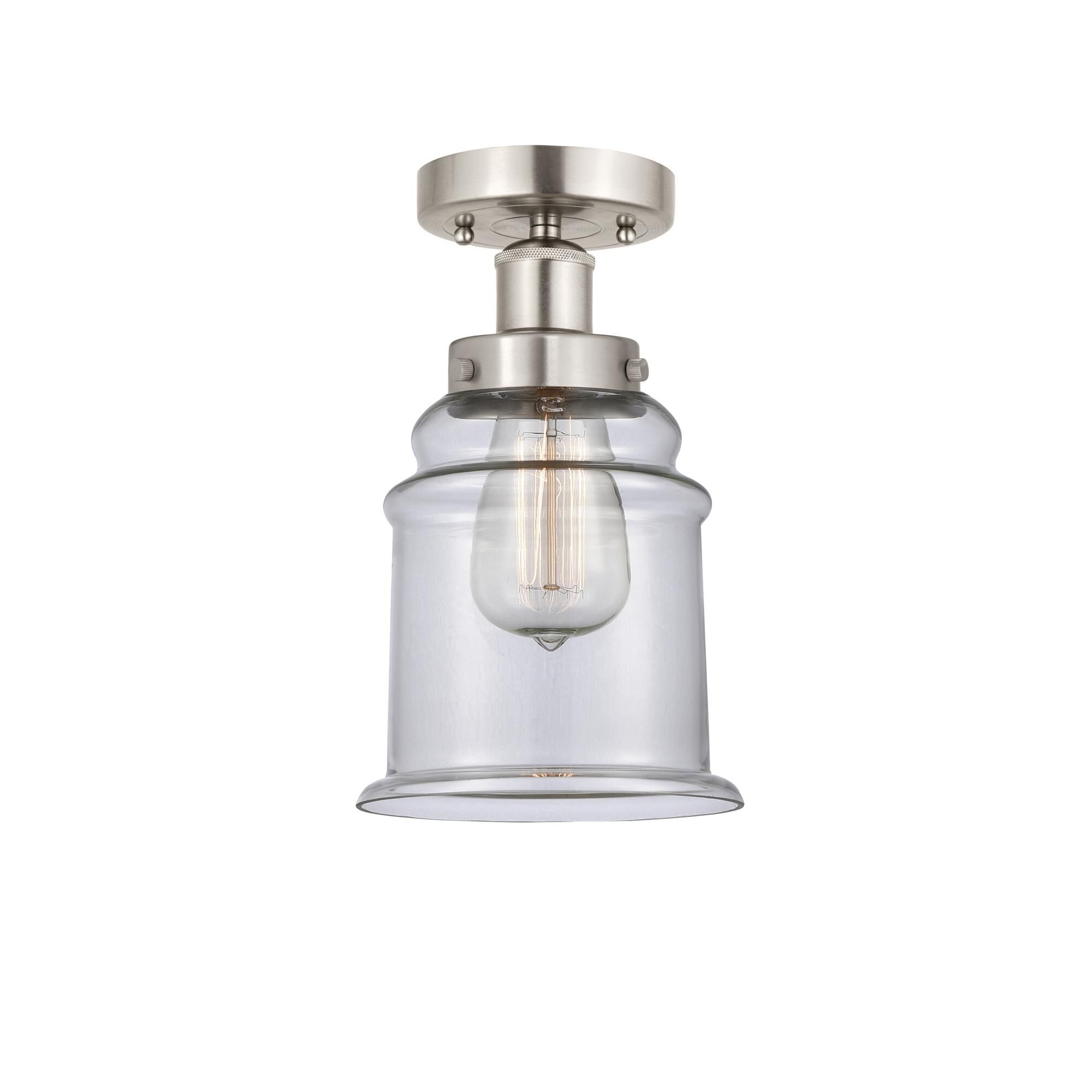 Shown in Brushed Satin Nickel, Clear finish and Clear glass and Clear Glass shade