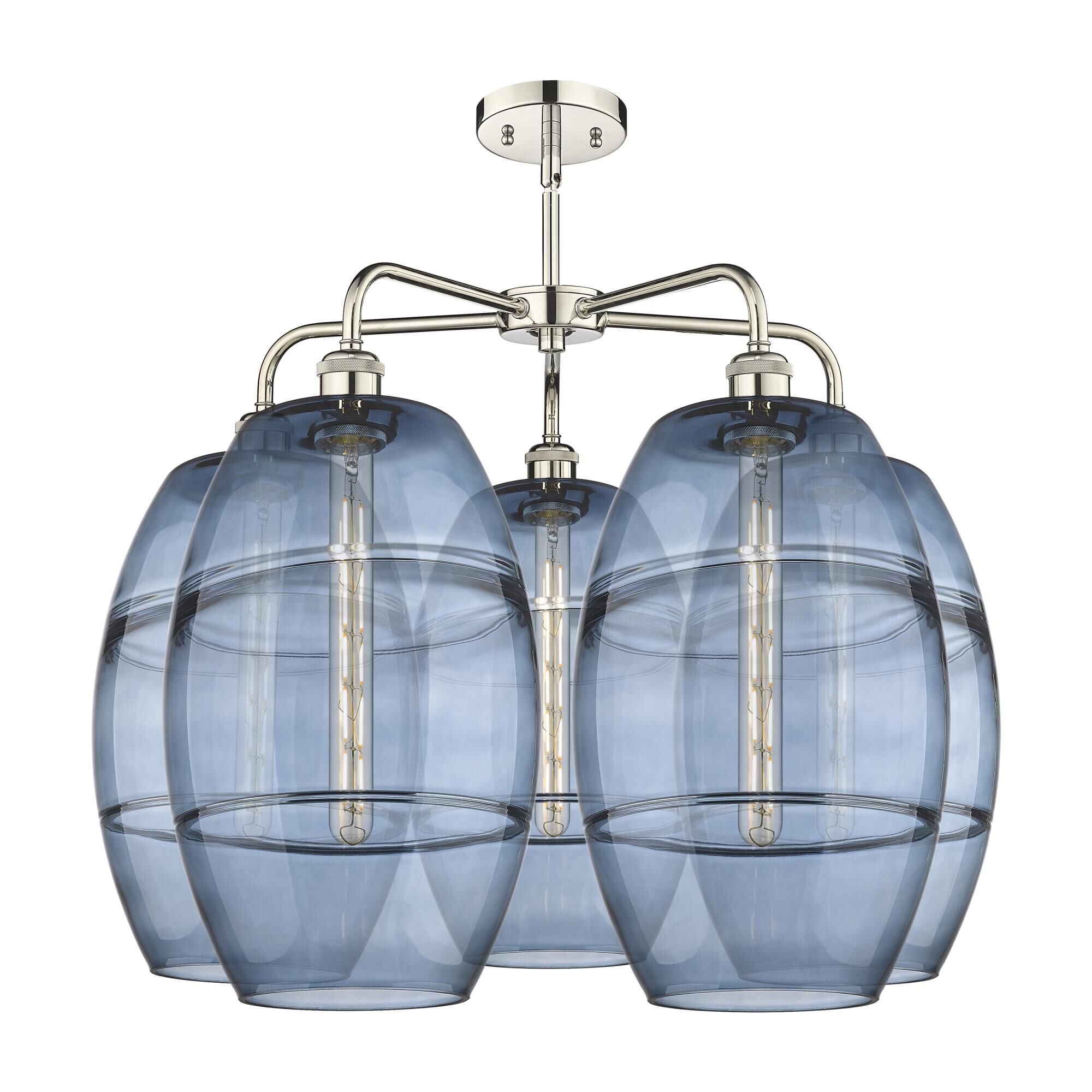 Shown in Polished Nickel finish and Princess Blue glass