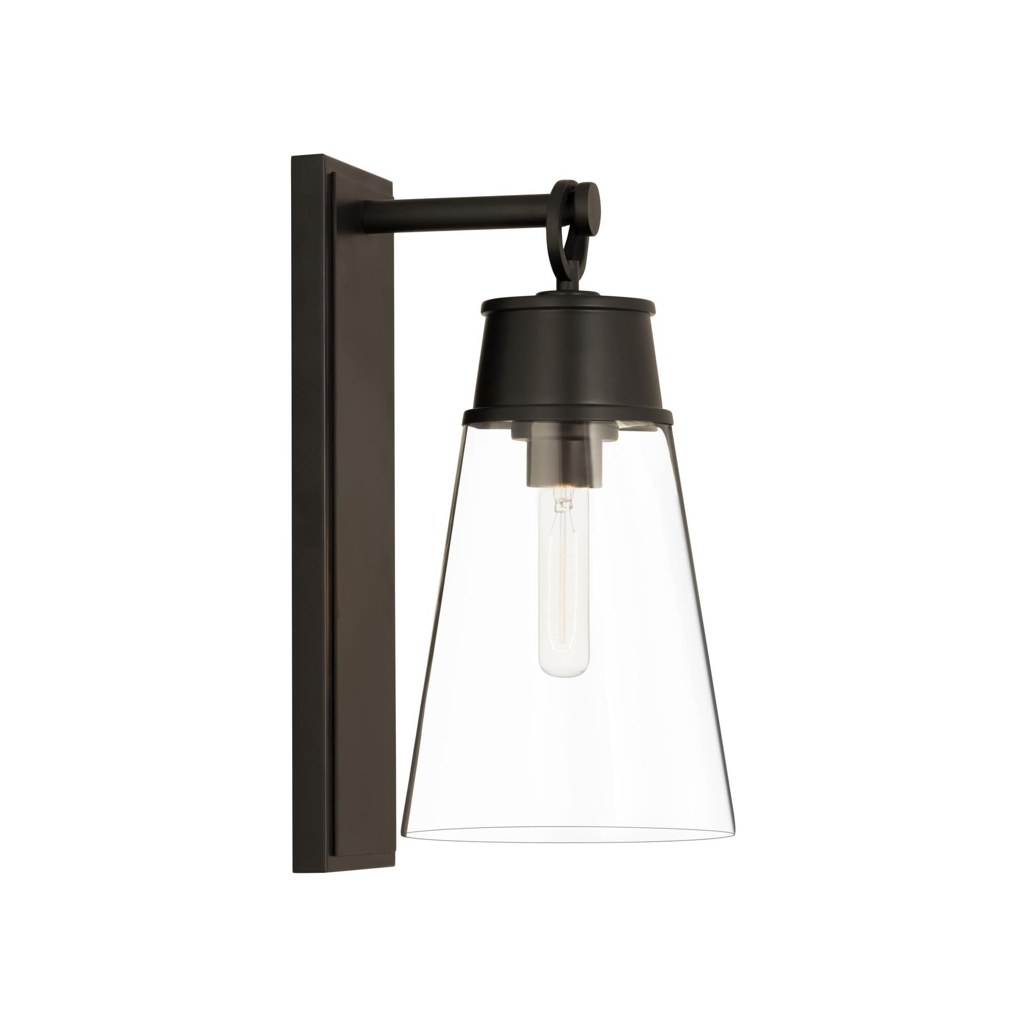 Shown in Matte Black finish and Glass shade