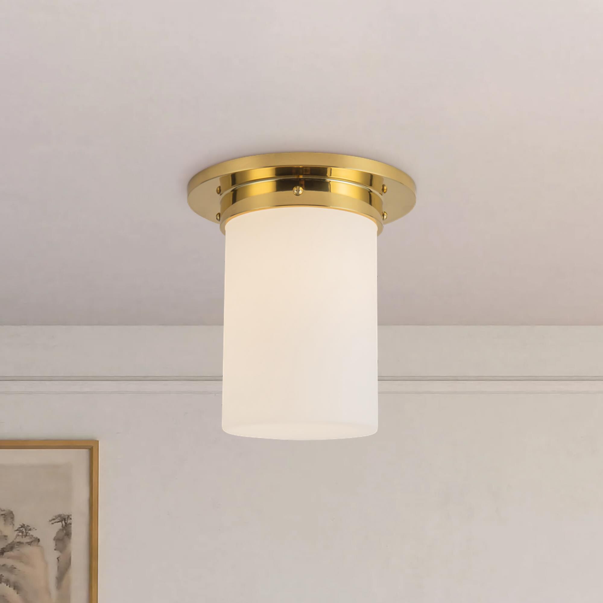 Shown in Patina Brass finish and Matte Opal glass