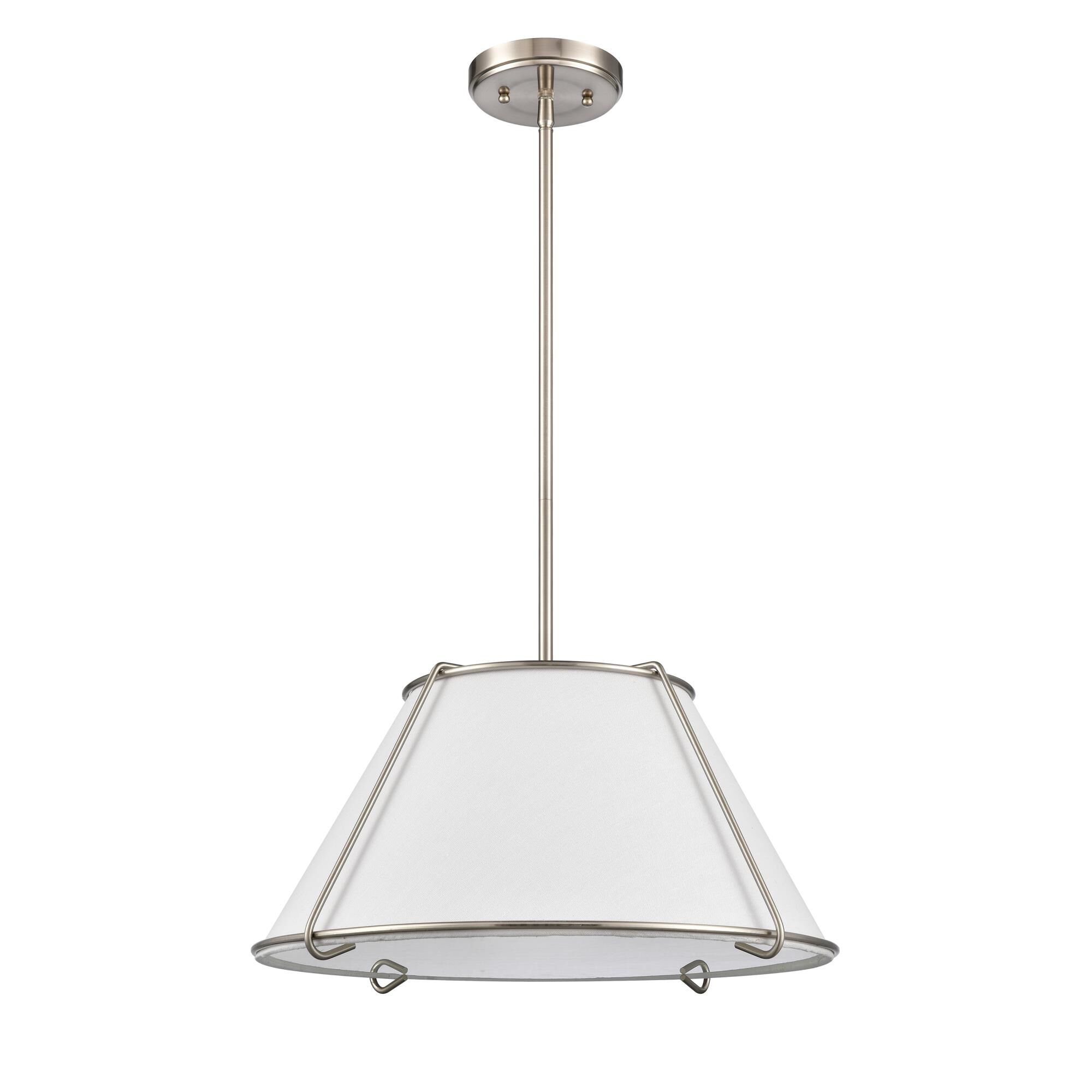 Shown in Silver finish and White Linen Fabric shade