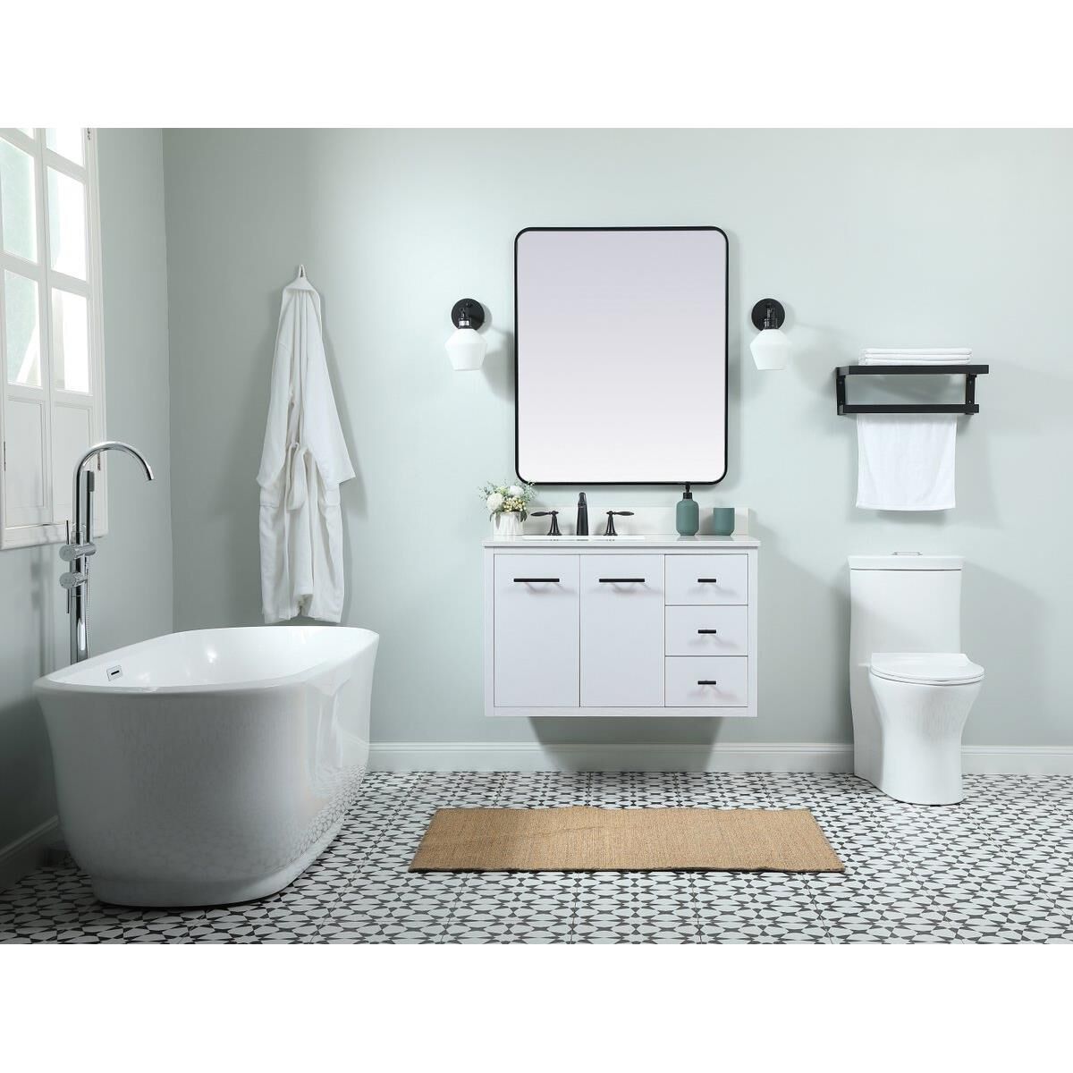 Shown in White finish and Backsplash accent