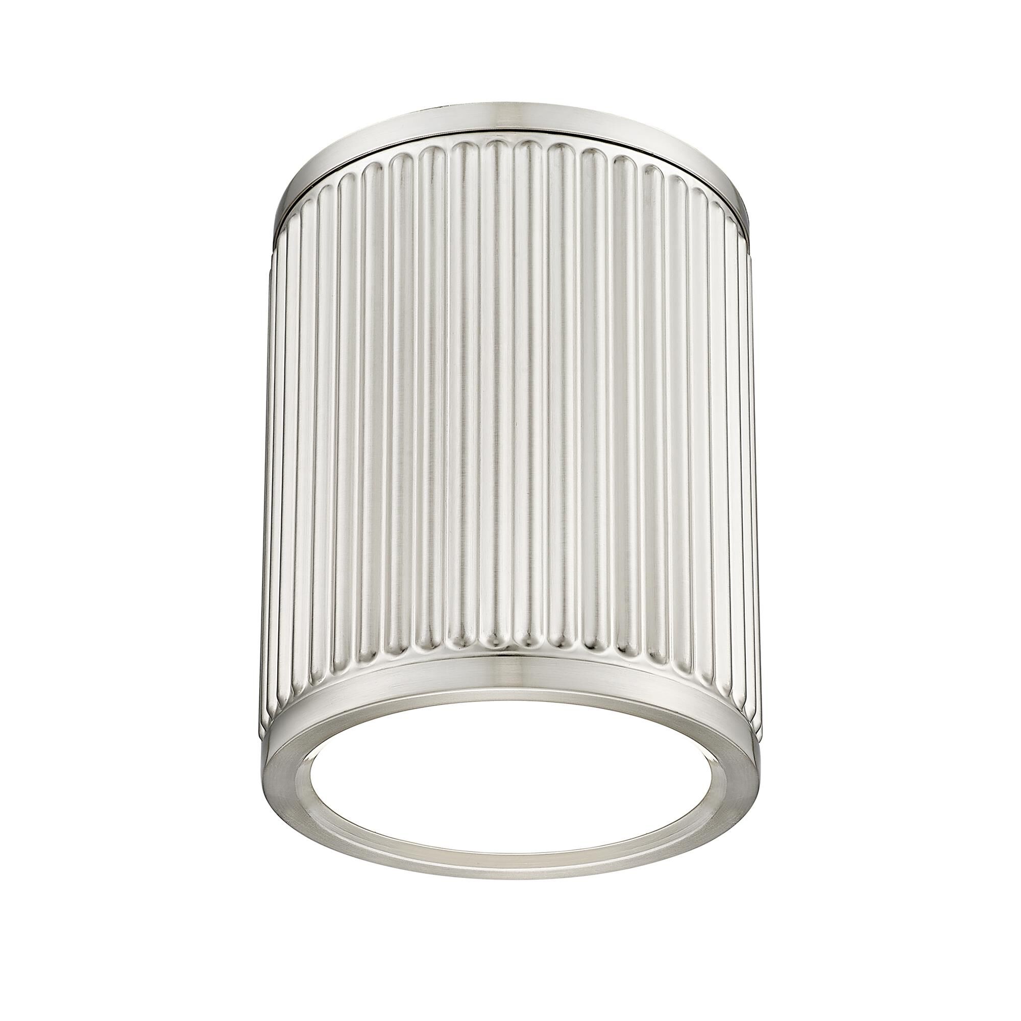 Shown in Brushed Nickel finish and Frosted glass and Frosted shade