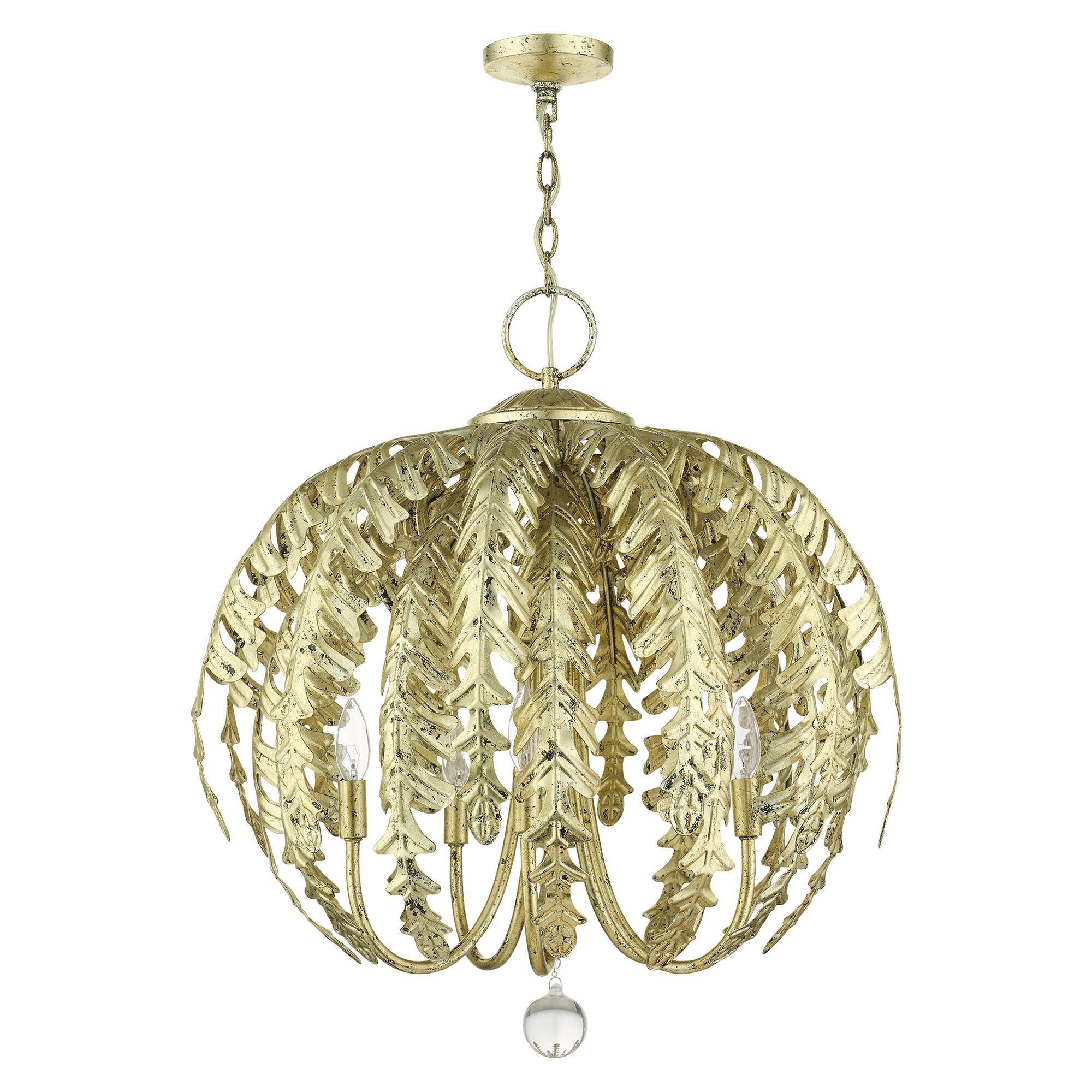 Shown in Winter Gold finish and Clear Crystal Ball glass and Winter Gold Metal shade