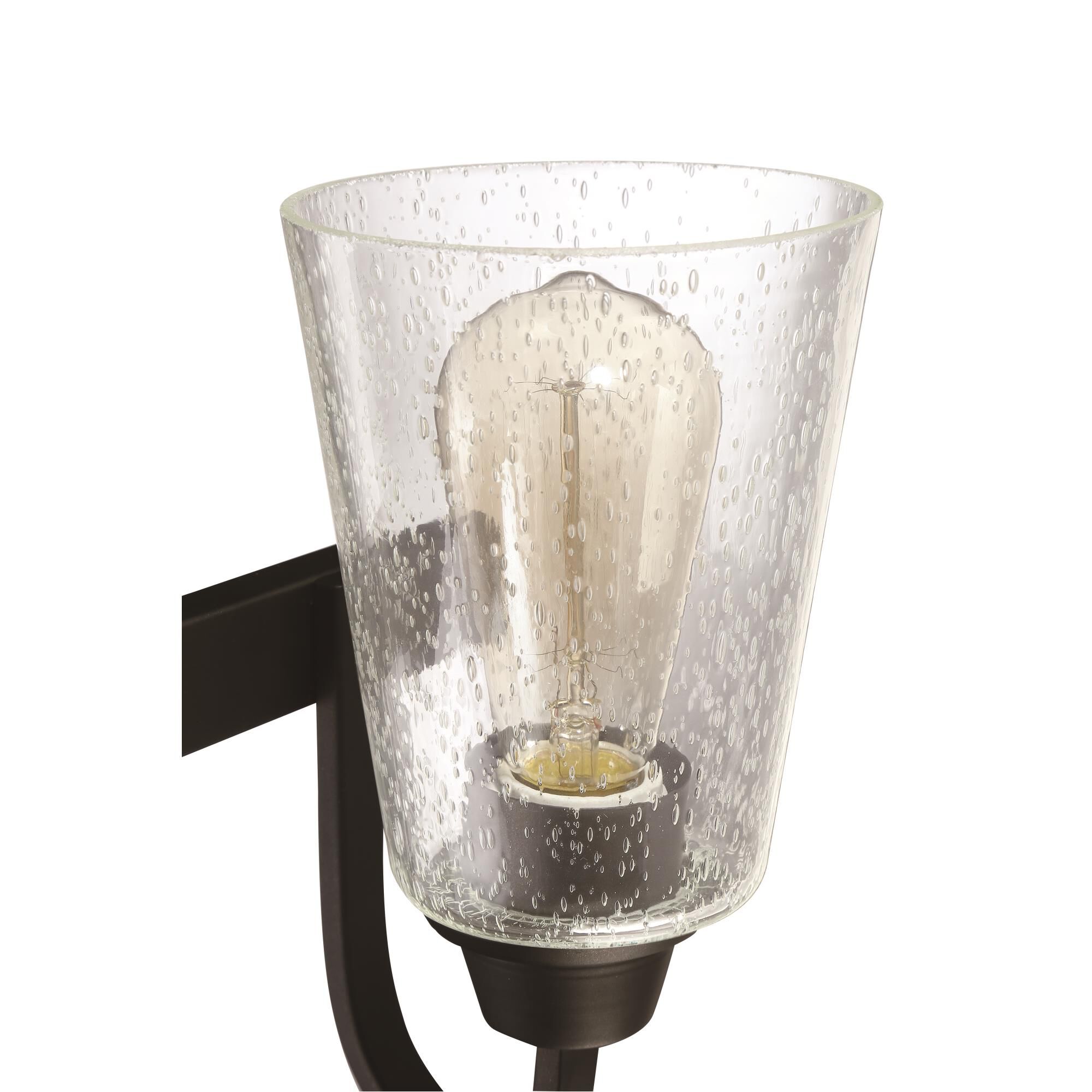 Shown in Espresso finish and Clear Seeded glass and Glass shade