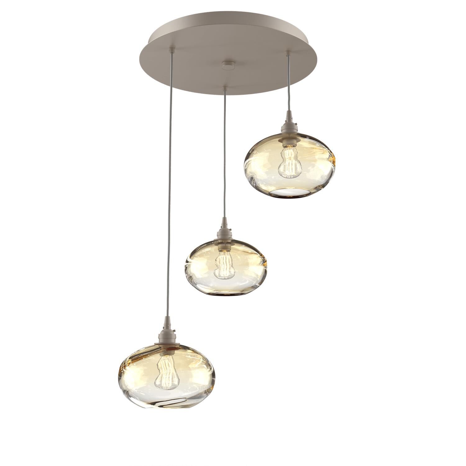 Shown in Metallic Beige Silver finish and Optic Amber glass