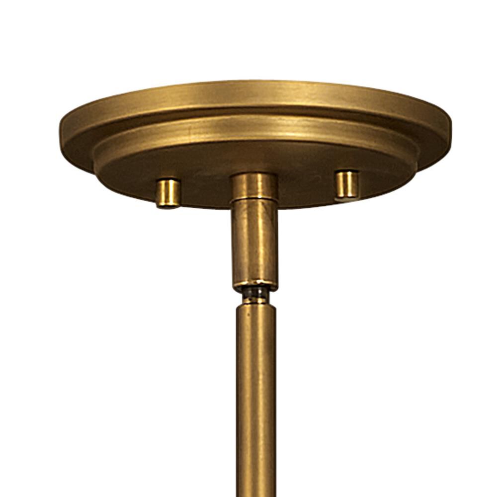 Shown in Heritage Brass finish and Etched Opal glass