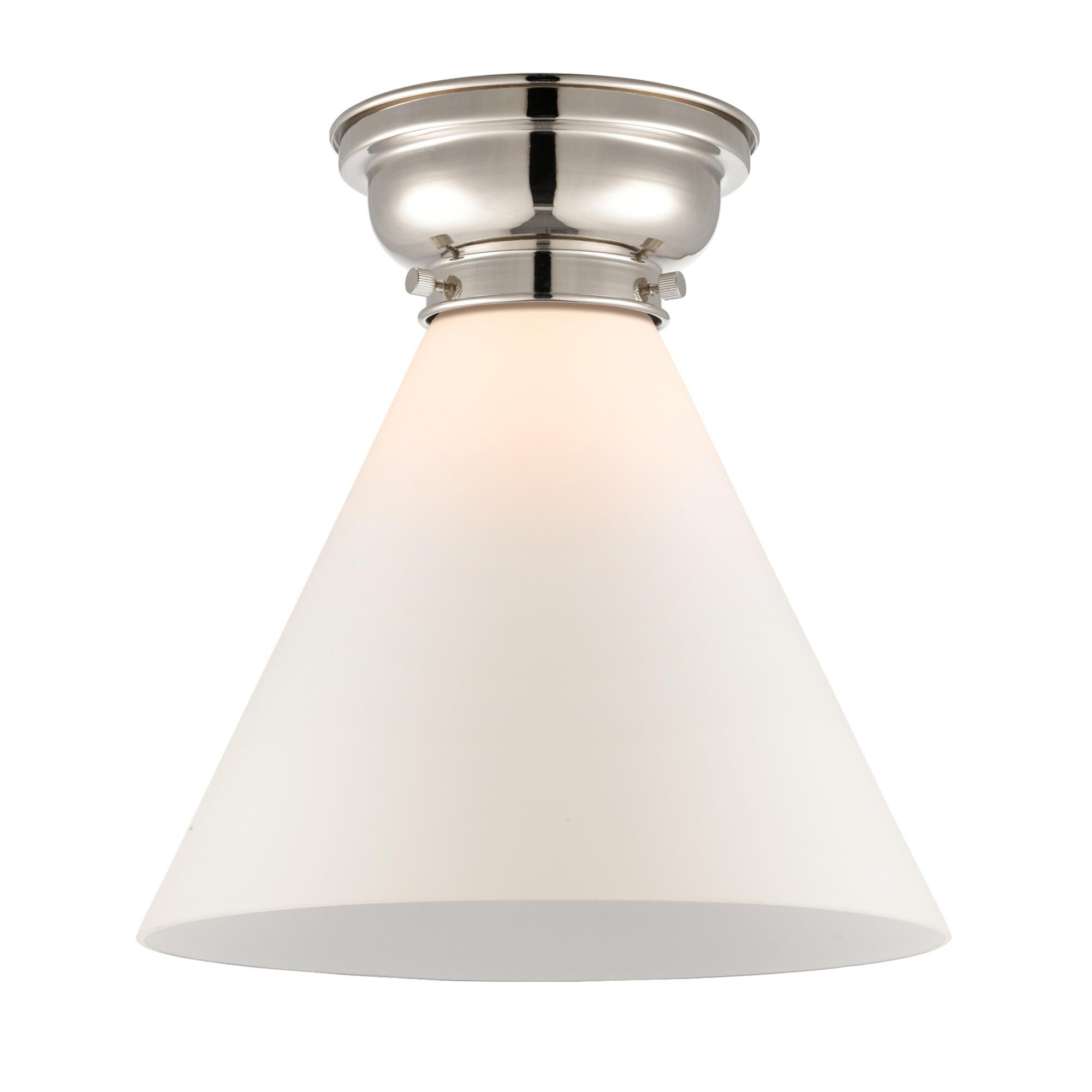 Shown in Polished Nickel finish and Cone glass and Glass shade