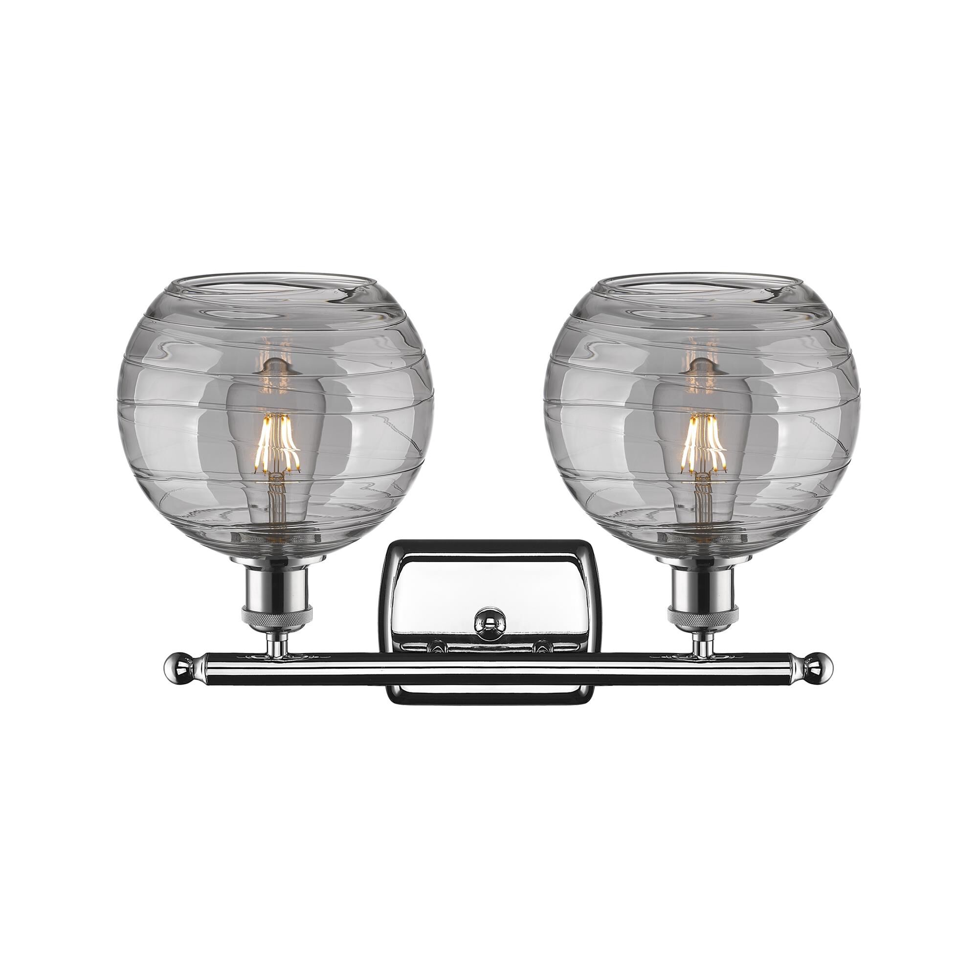 Shown in Polished Chrome finish and Light Smoke Deco Swirl glass