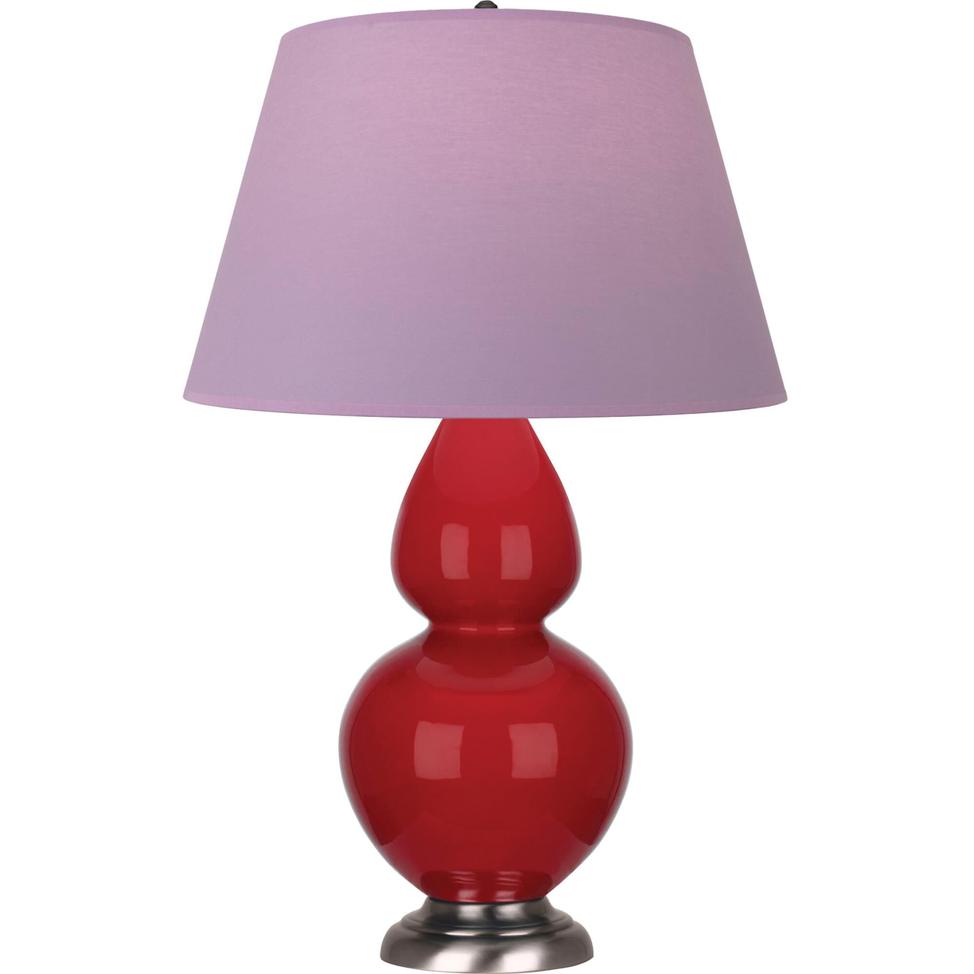 Shown in Ruby Red finish and Lavender shade and Antique Silver accent