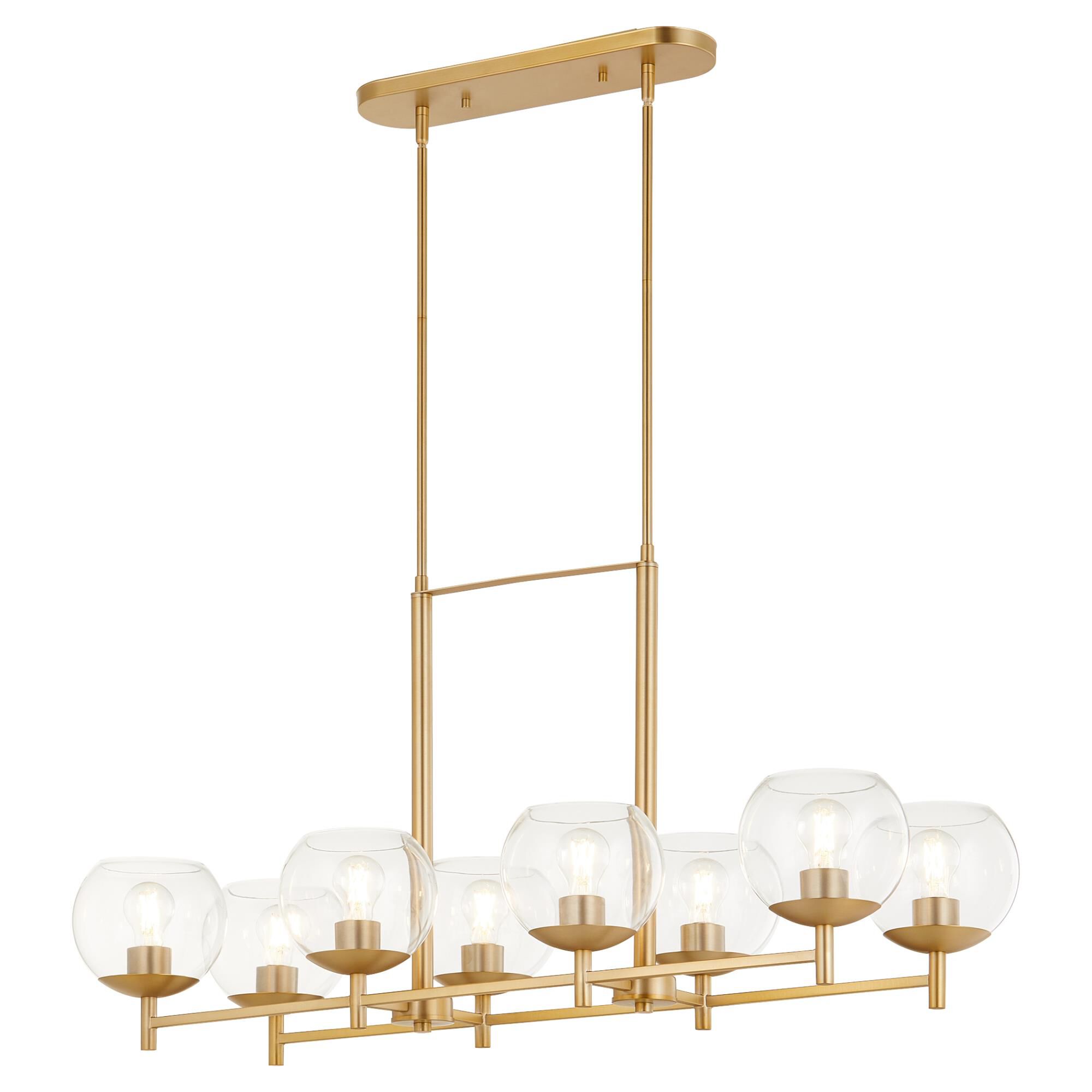 Shown in Aged Brass finish and Clear glass