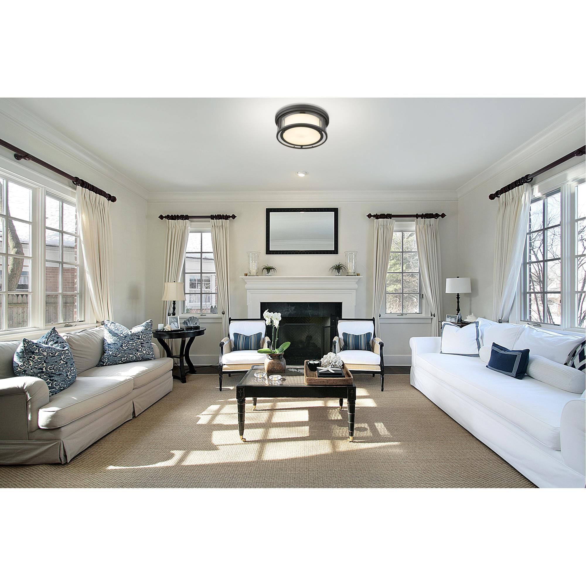 Shown in Bronze finish and Inner White and Outer Clear glass and No Shade shade