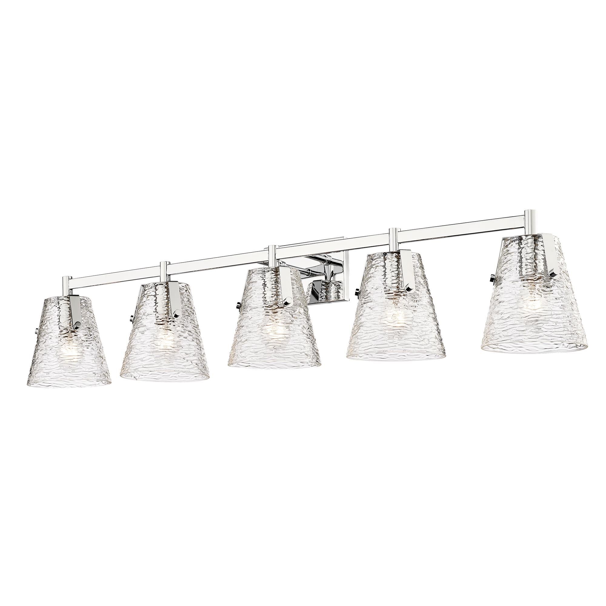 Shown in Chrome finish and Clear Ribbed glass