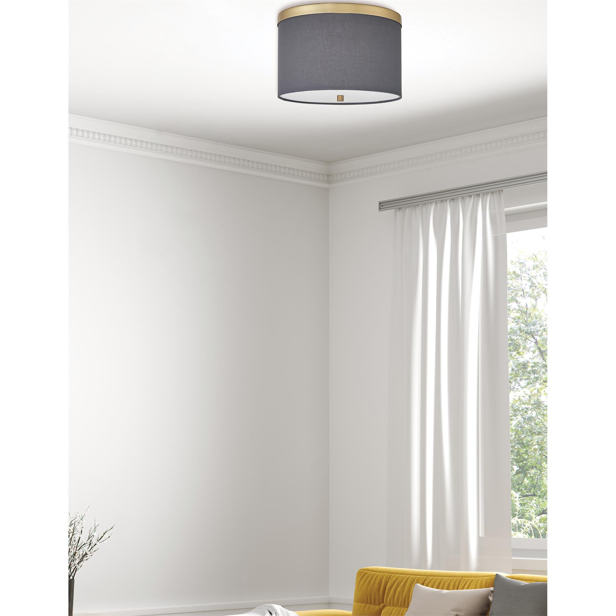 Shown in Aged Brass finish and Grey shade
