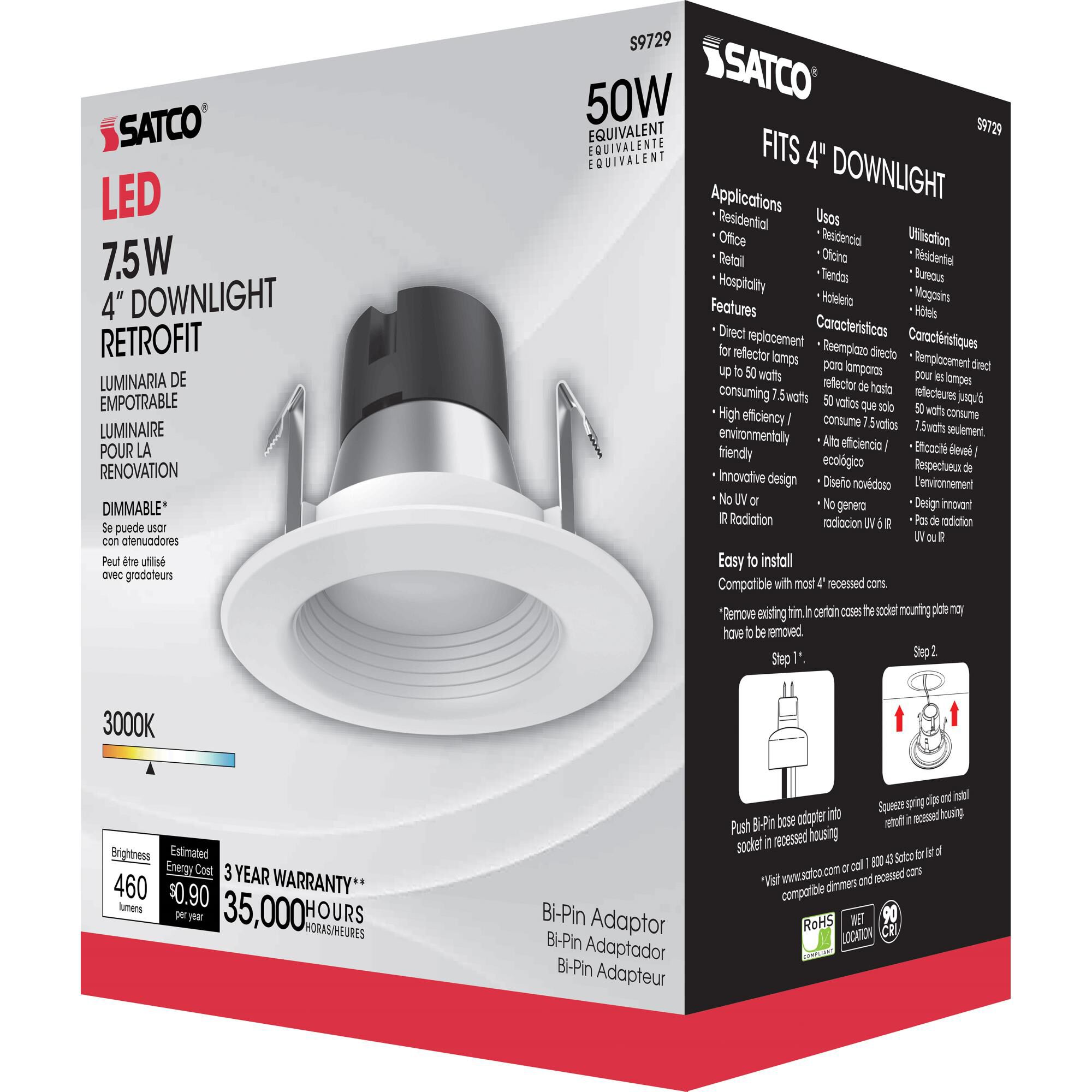 4 Inch LED 90 Degree Recessed Lighting Trim by Satco