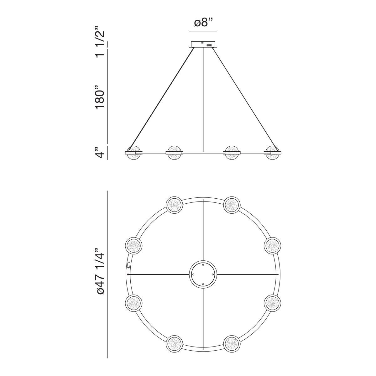 Shown in Black finish and Textured Orbs glass