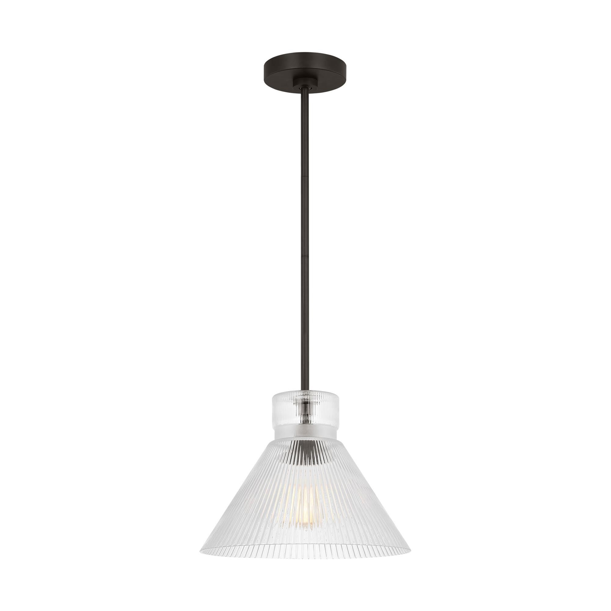 Shown in Midnight Black finish and Clear Ribbed glass