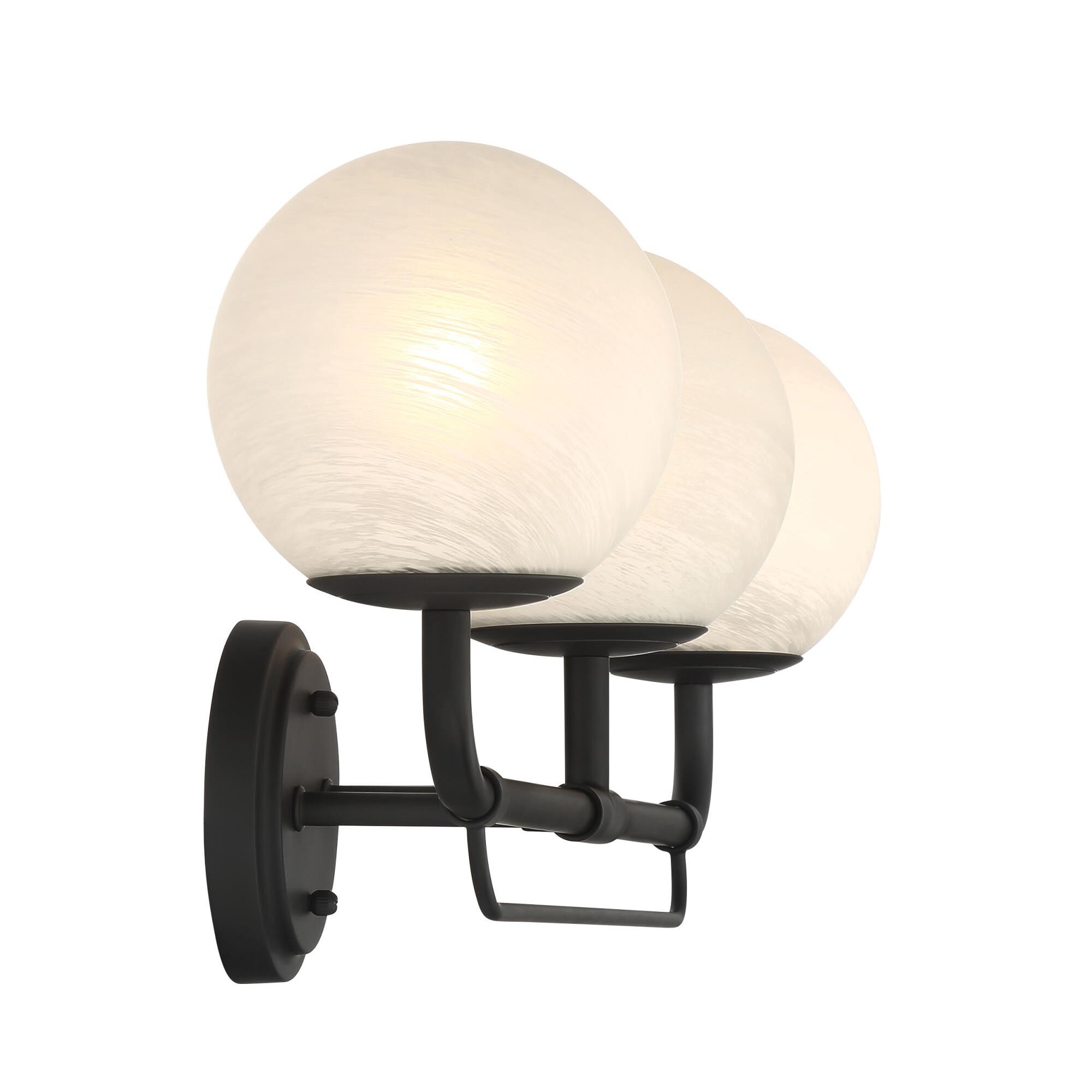 Shown in Dark Matte Black finish and White glass and Etched Alabaster Glass shade