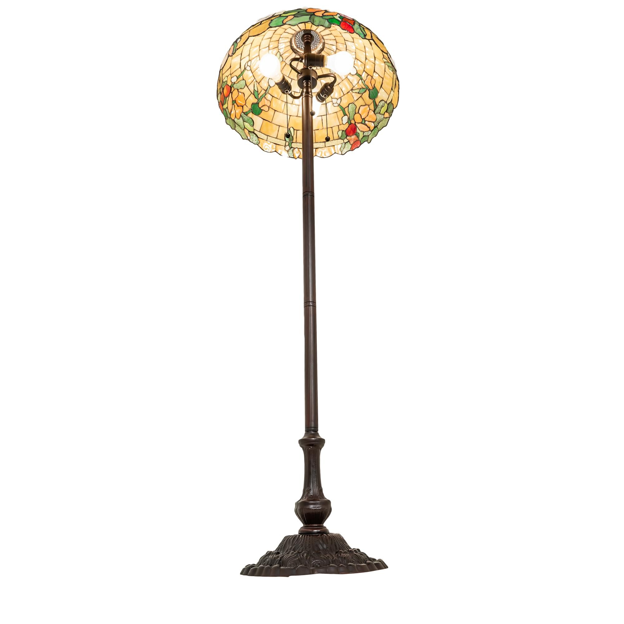 Shown in Mahogany Bronze finish and Sunflower;Green;Blue;Beige glass