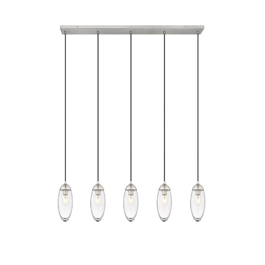 Shown in Brushed Nickel finish and Clear glass