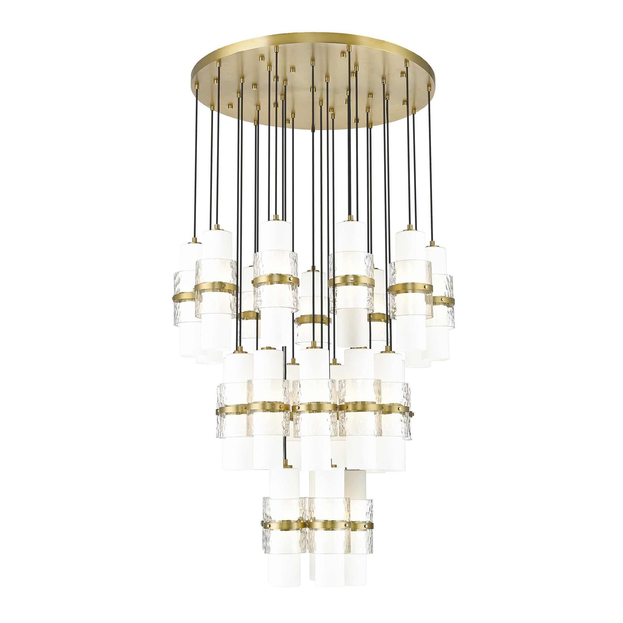 Shown in Modern Gold finish and Clear + Etched Opal glass and Clear + Etched Opal shade