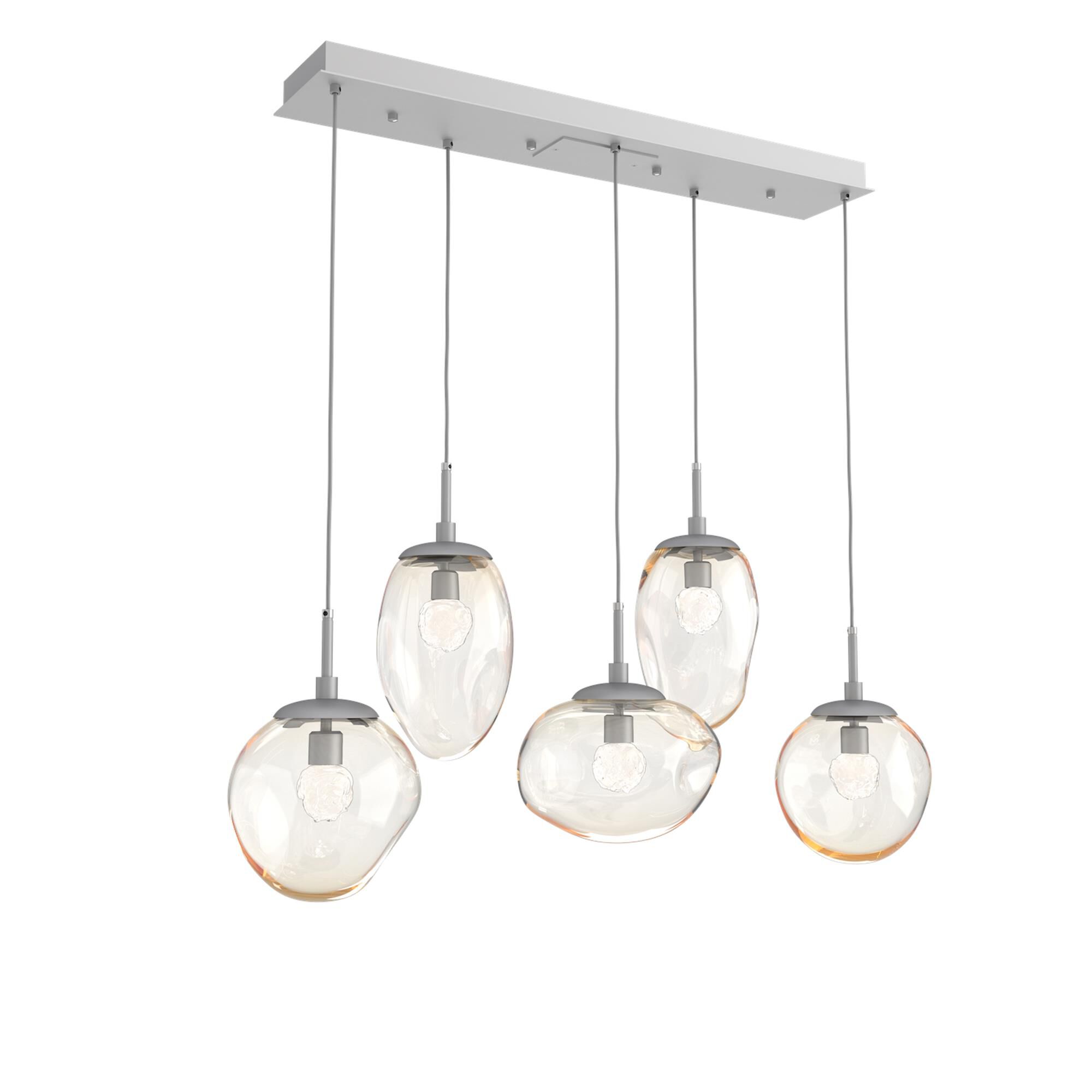 Shown in Classic Silver finish and Floret Inner And Amber Outer glass