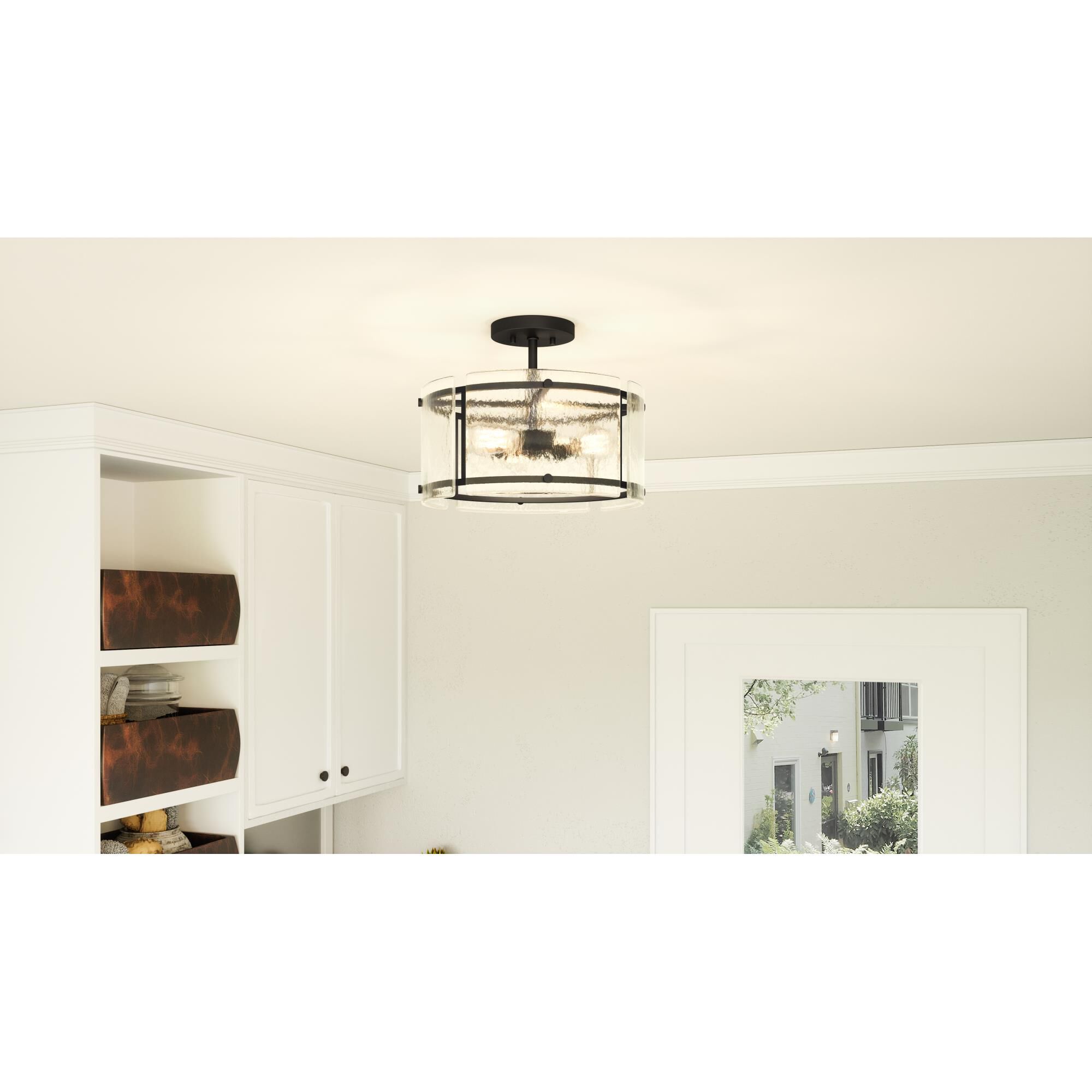 Fortress 16 Inch 3 Light Semi Flush Mount by Quoizel