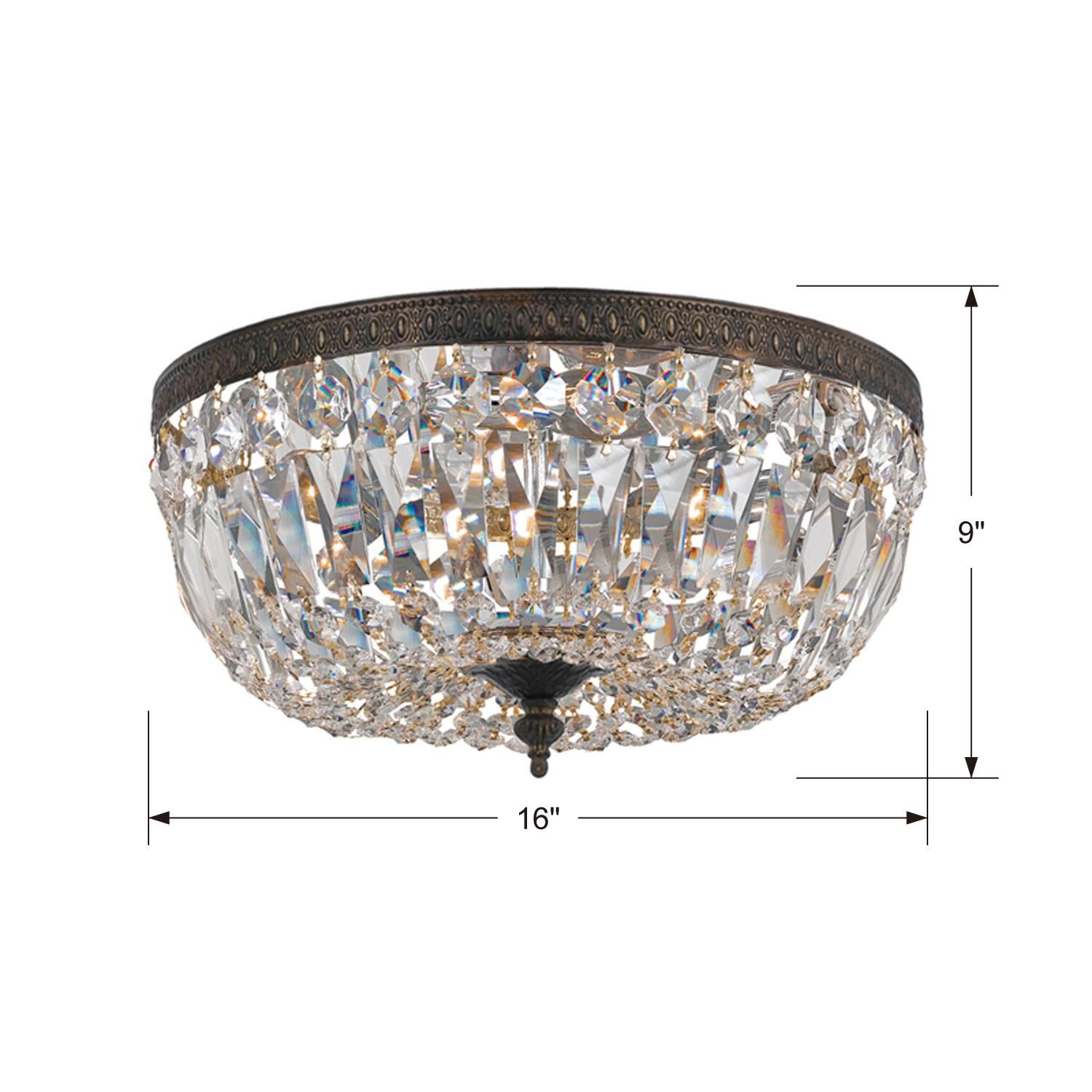 Ceiling Mount 16 Inch 3 Light Semi Flush Mount by Crystorama