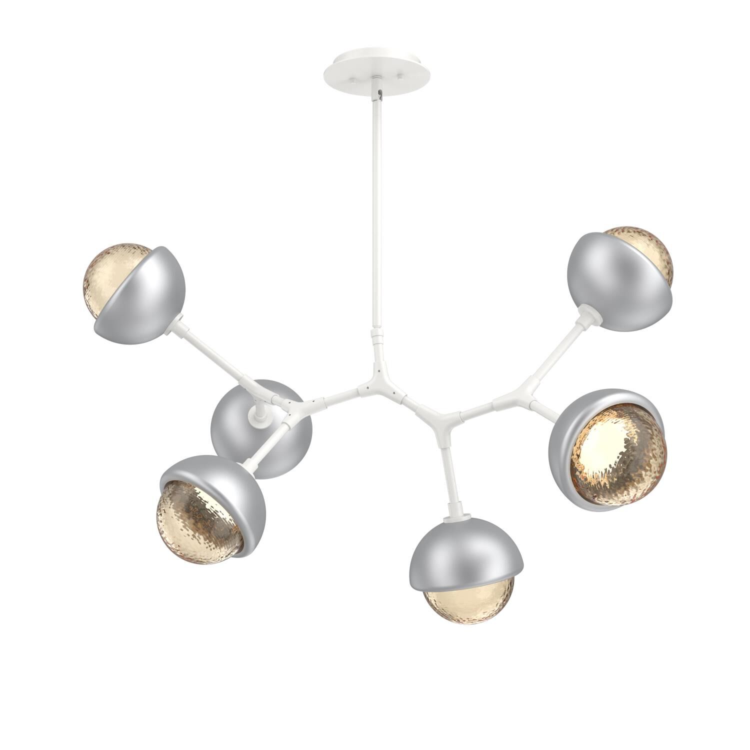 Shown in Salt White finish and Amber glass and Classic Silver accent