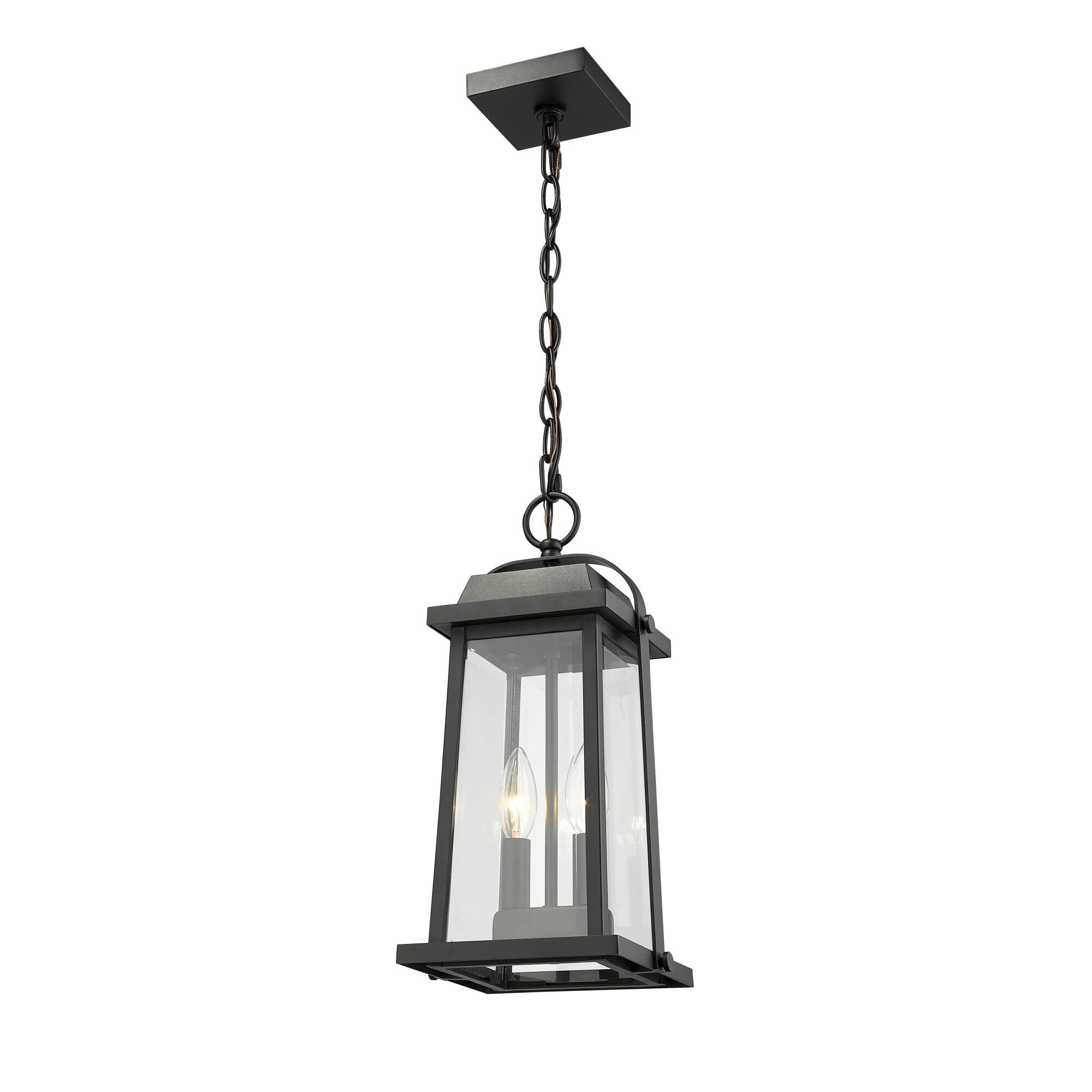 Shown in Black finish and Glass shade