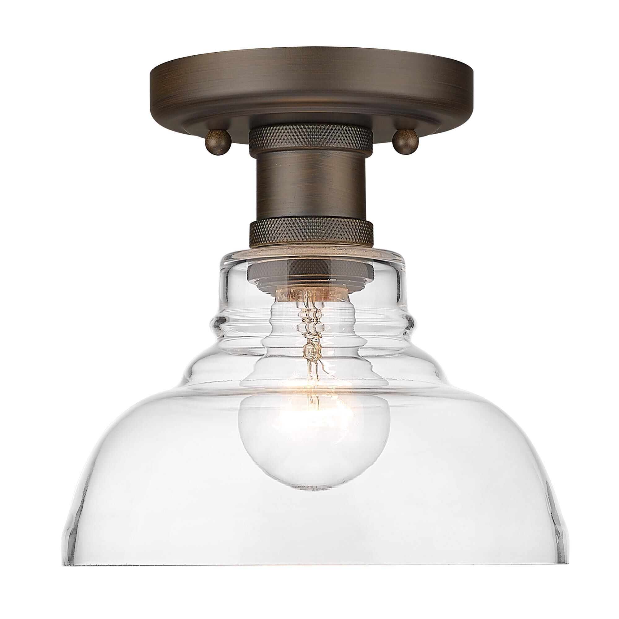 Shown in Rubbed Bronze finish and Clear glass