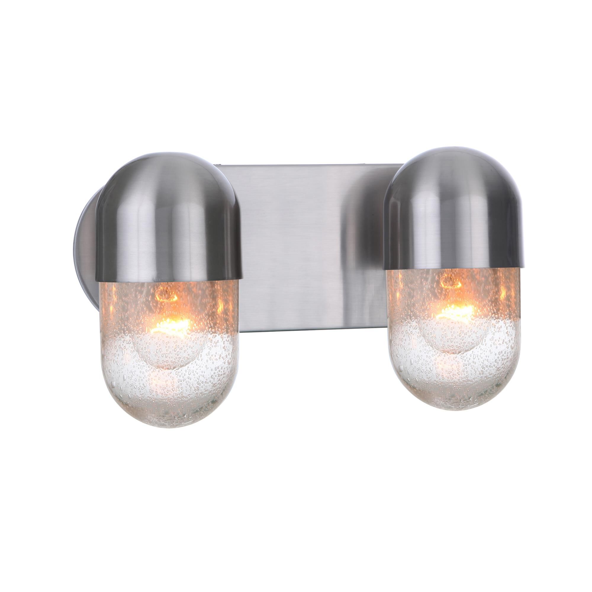 Shown in Brushed Polished Nickel finish and Clear Seeded glass and Glass shade