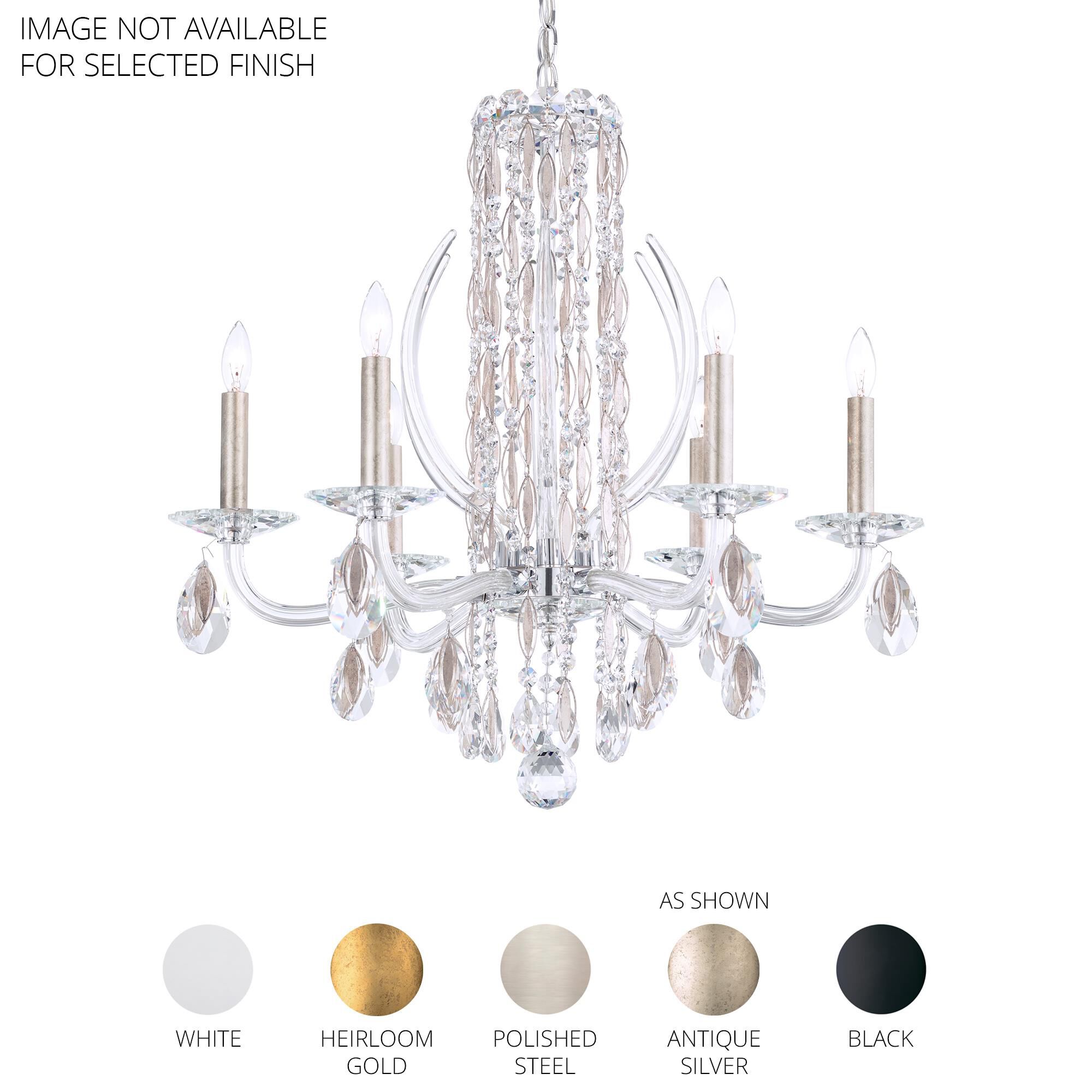Shown in Black finish and Clear Radiance crystal