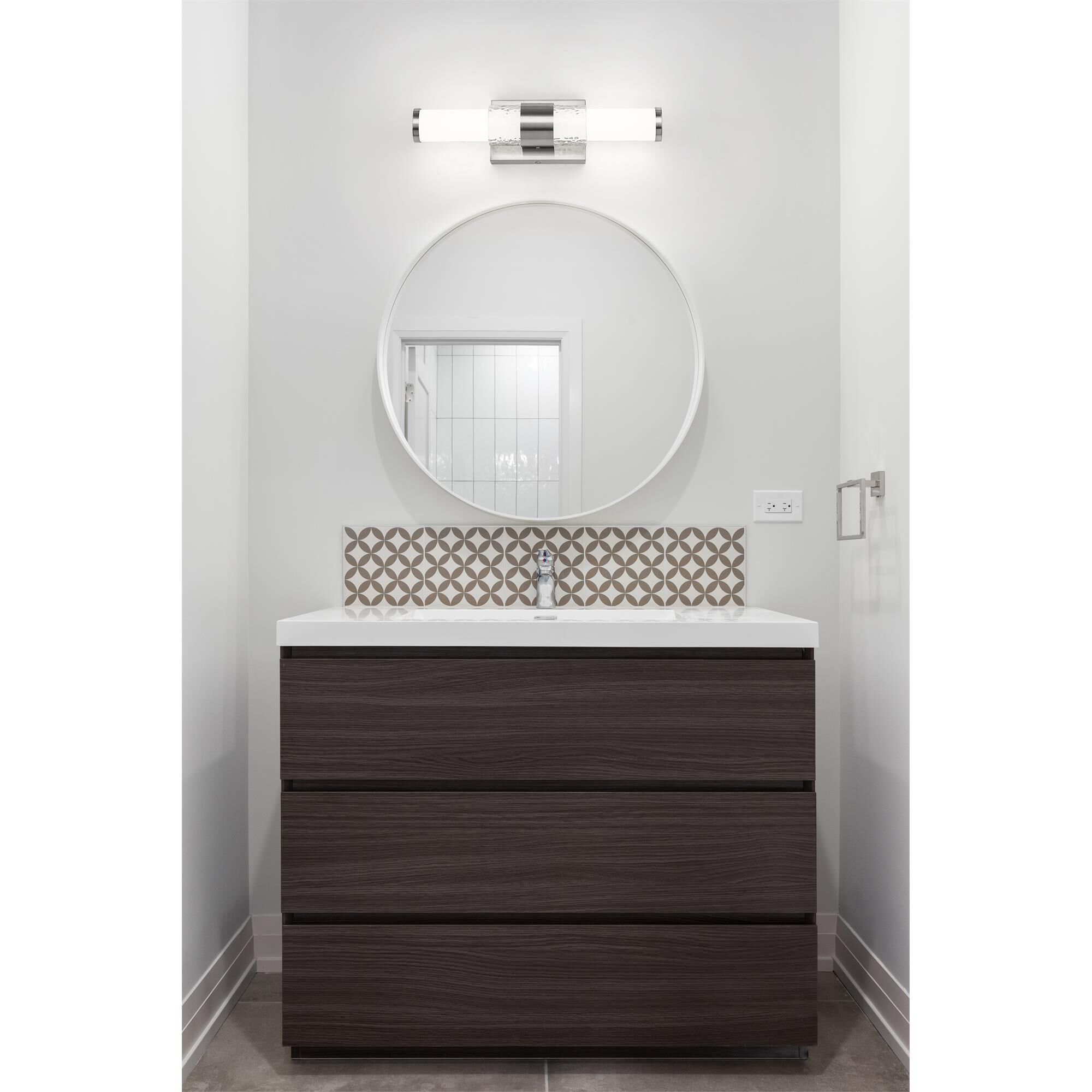 Shown in Brushed Nickel finish and Matte Opal glass and Matte Opal shade