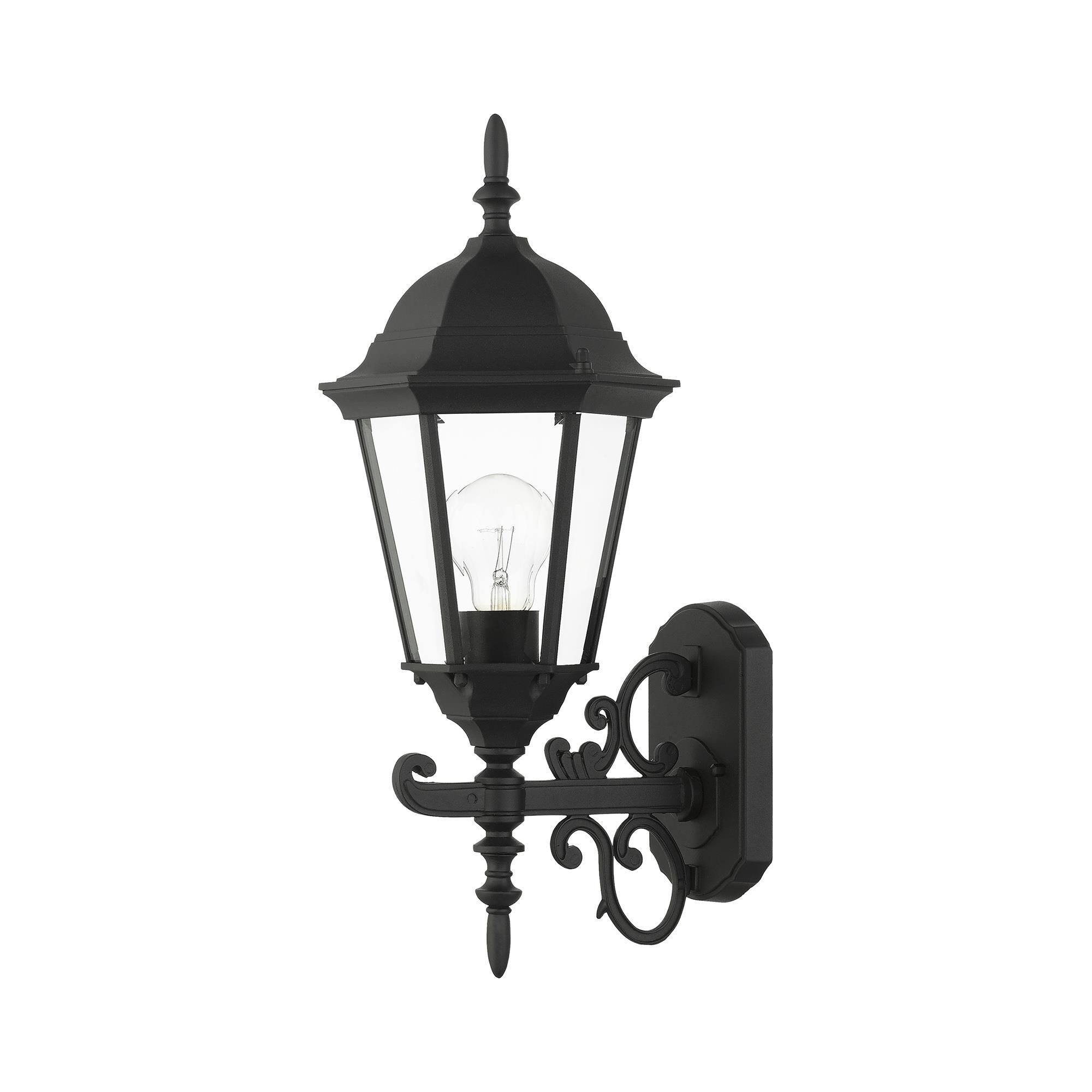 Shown in Textured Black finish and Clear Beveled glass and Clear Beveled Glass shade