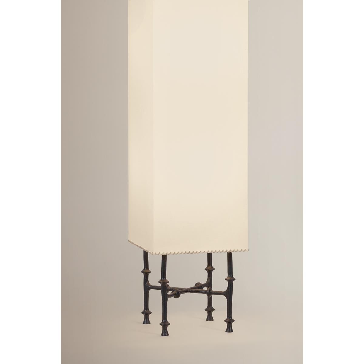 Shown in Black Iron finish and Off White Linen shade