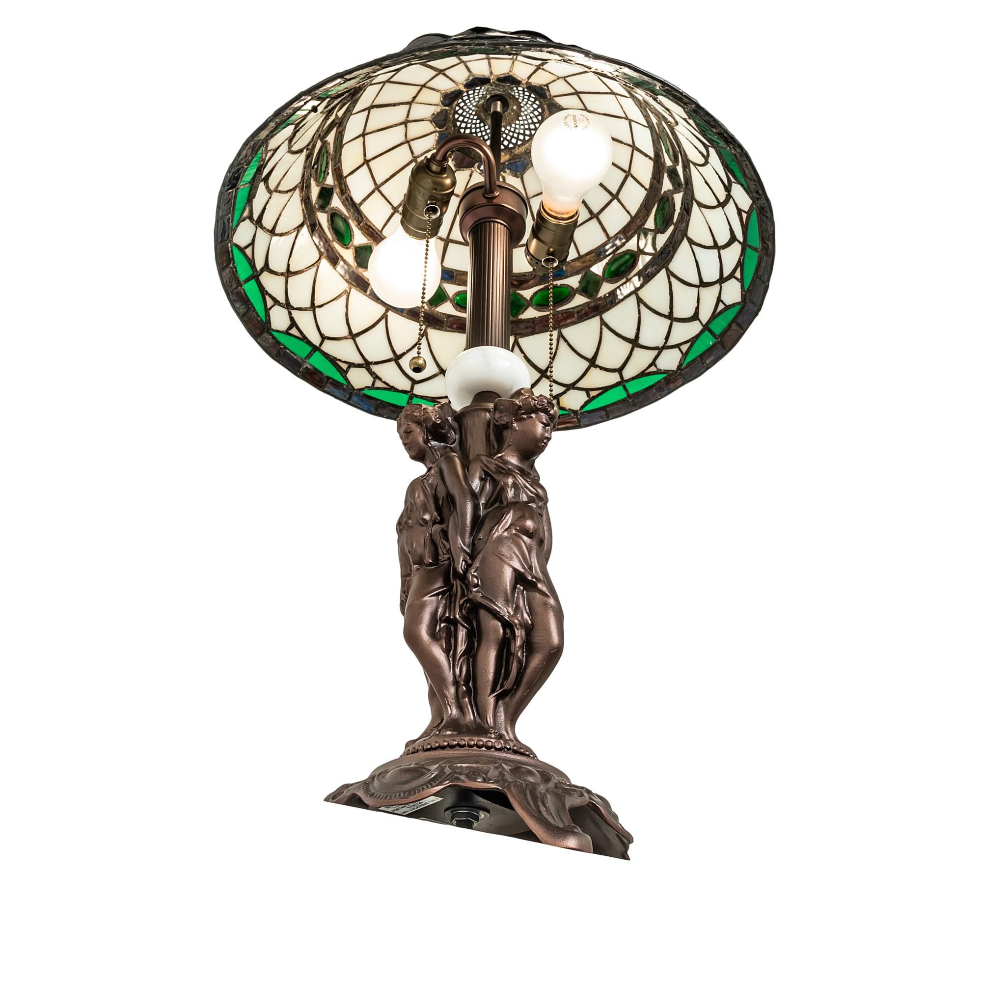 Shown in Mahogany Bronze finish and Green;Chocolate;White glass