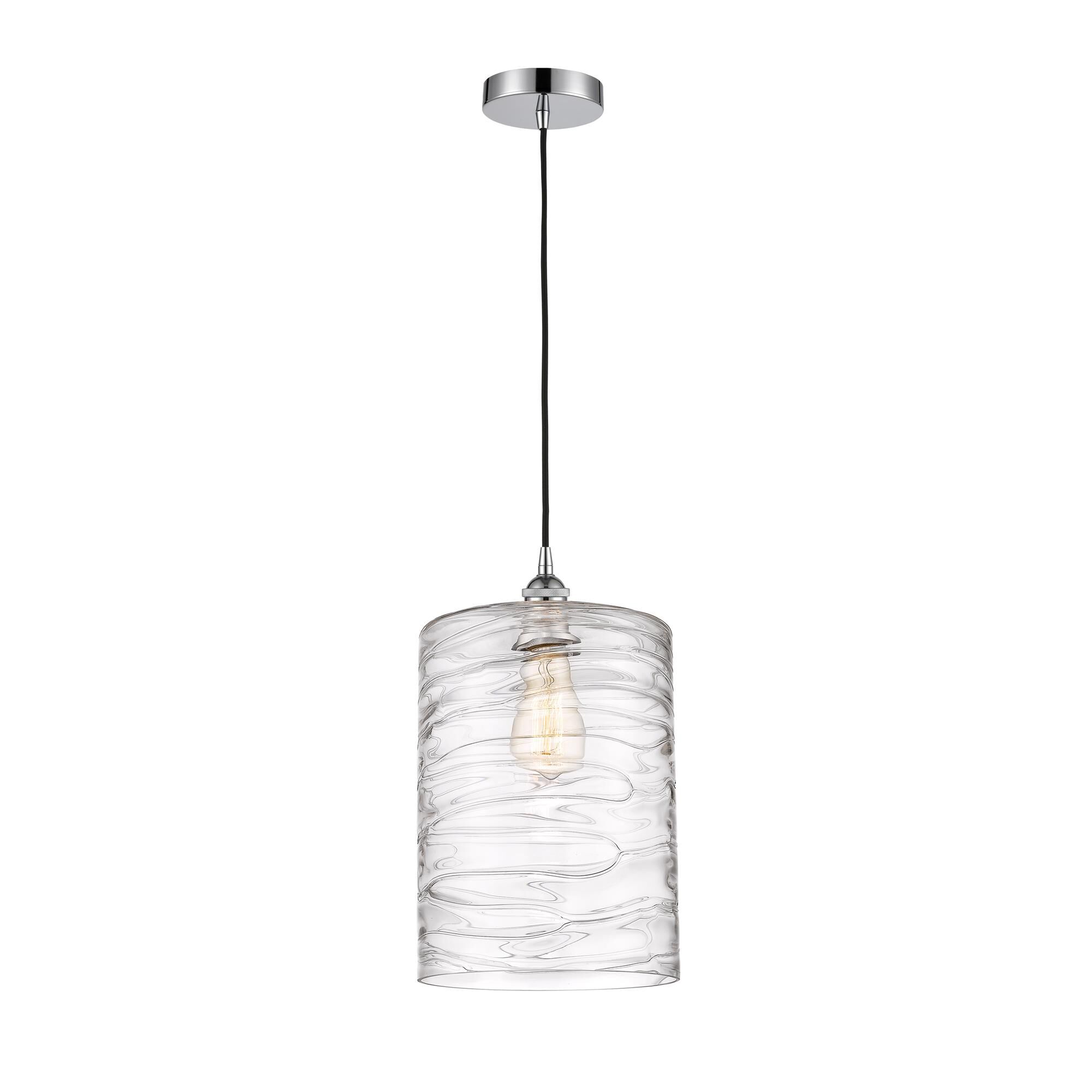Shown in Polished Chrome finish and Deco Swirl glass