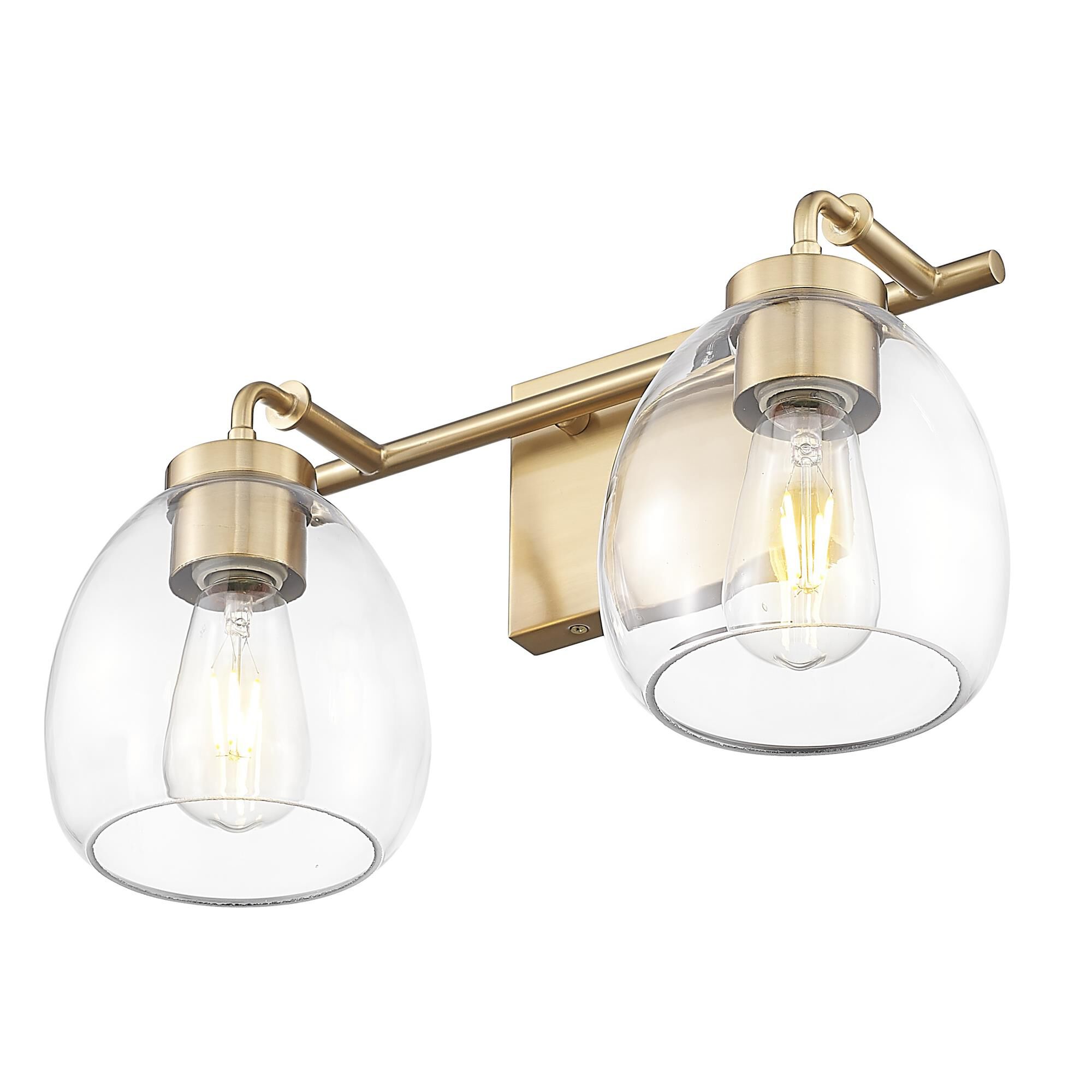 Shown in Brass finish and Clear Glass Globes shade