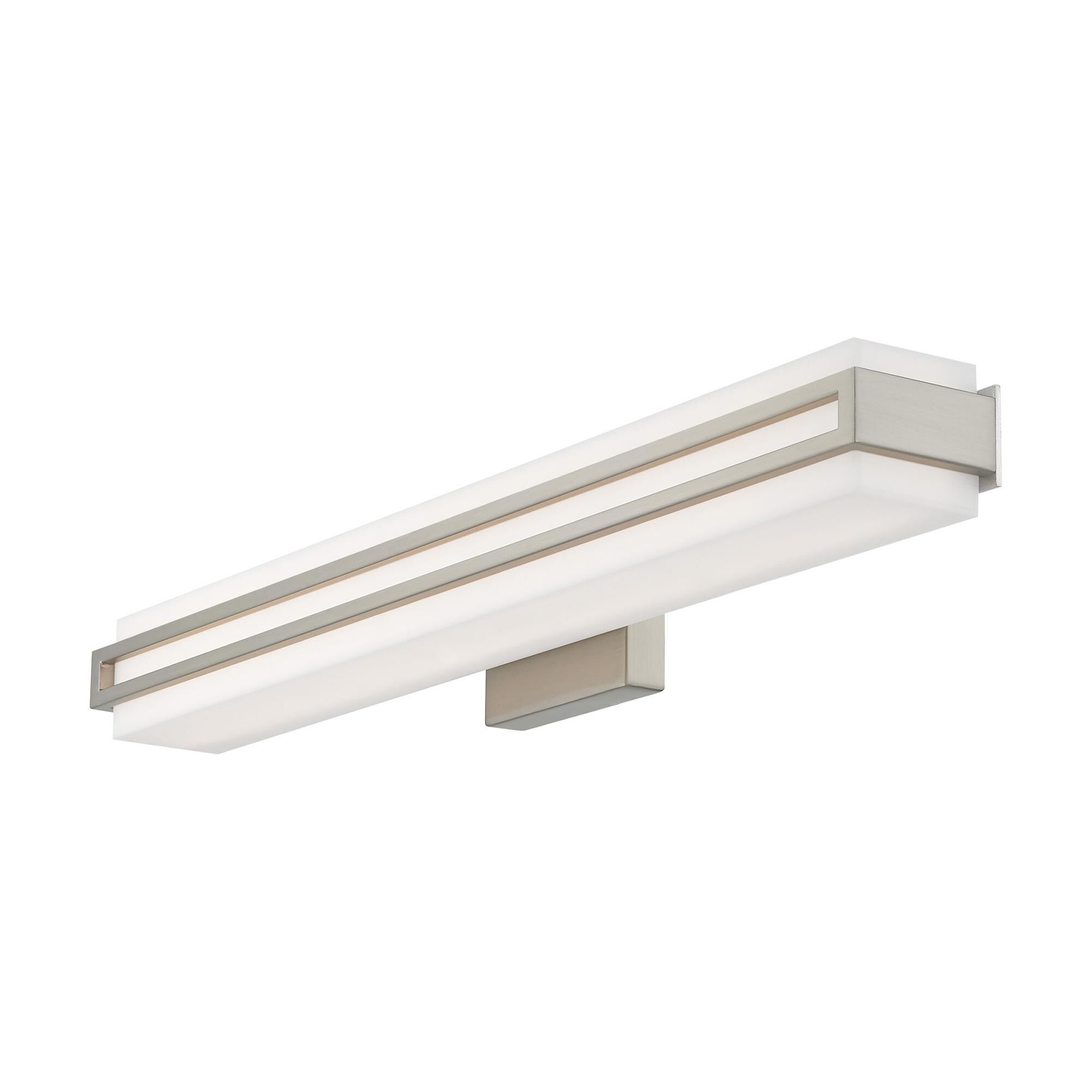 Shown in Brushed Nickel finish and Satin White Acrylic shade