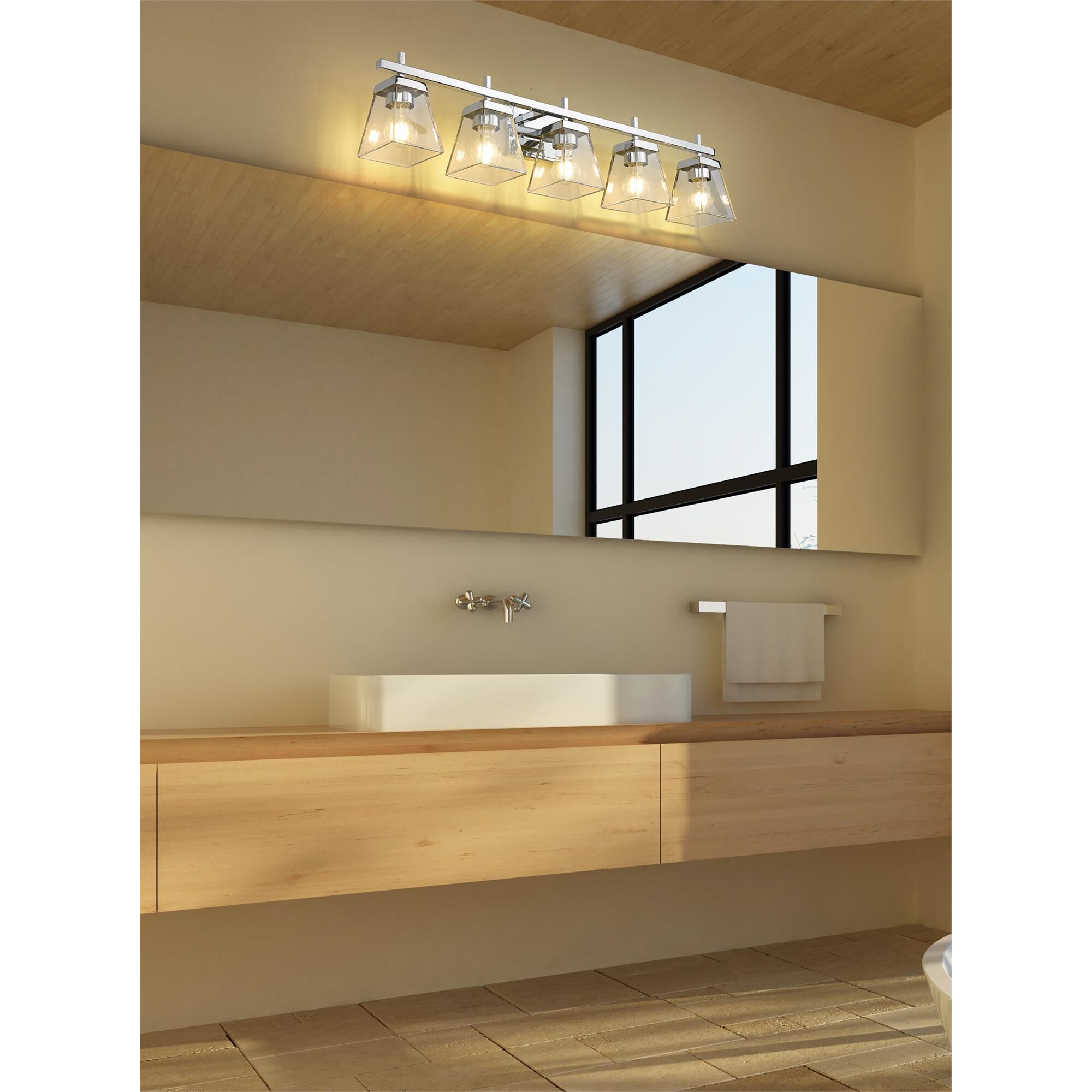 Shown in Chrome finish and Clear glass