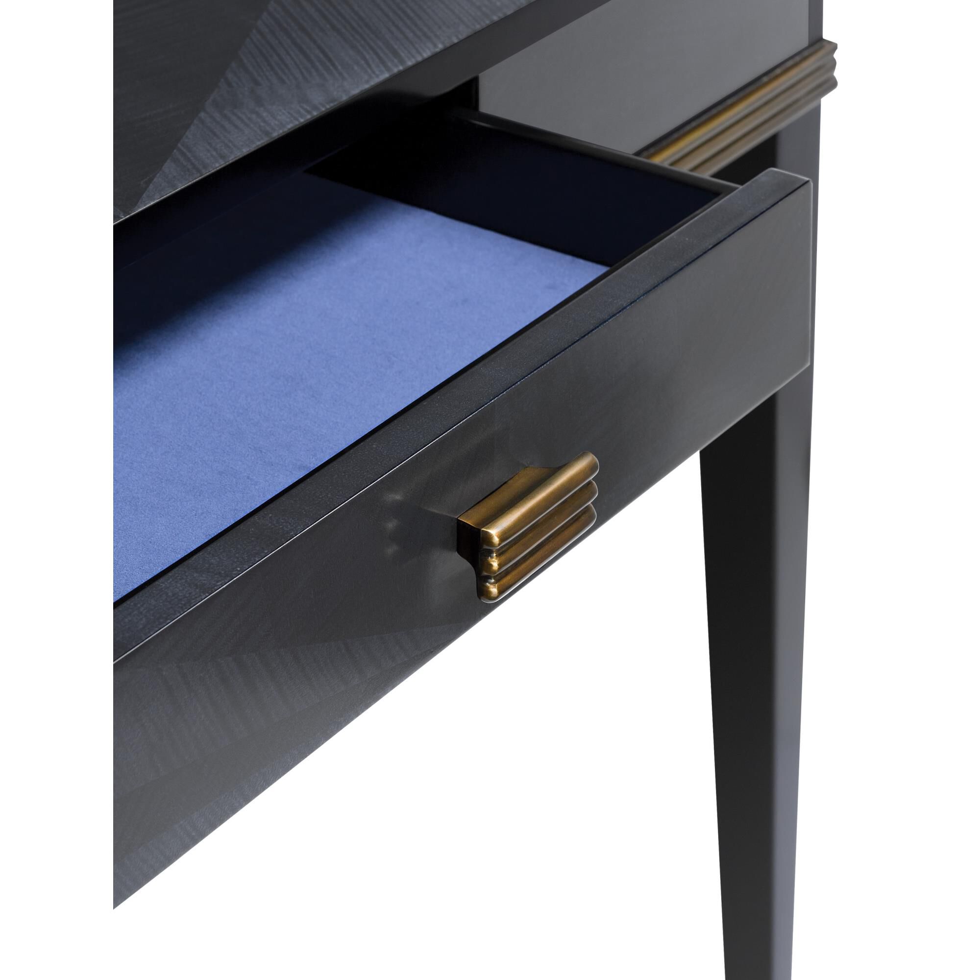 Shown in Dark Sapphire/Caviar Black/Antique Brass finish