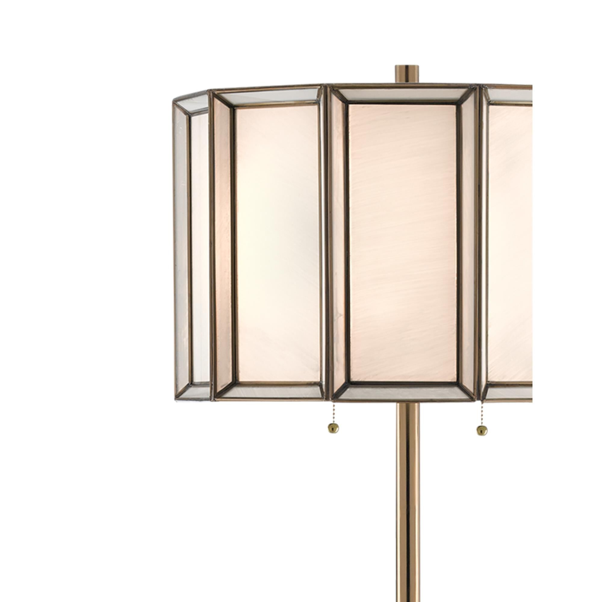 Shown in Antique Brass - White finish and White - Antique Brass shade